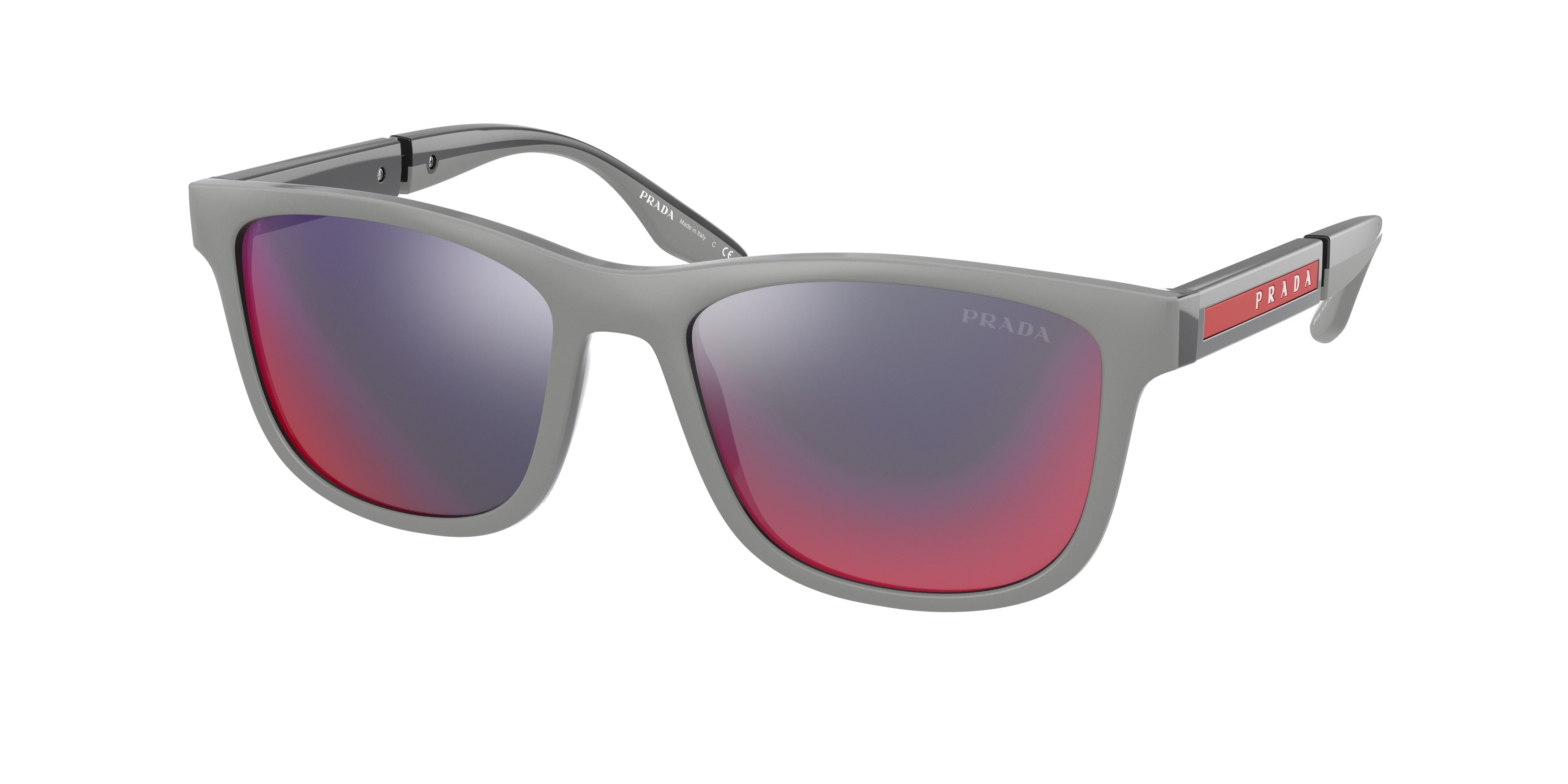 Prada Linea Rossa PS04XS Square Sunglasses  01S08F-Grey Rubber/Dark Grey 54-145-18 - Color Map Grey