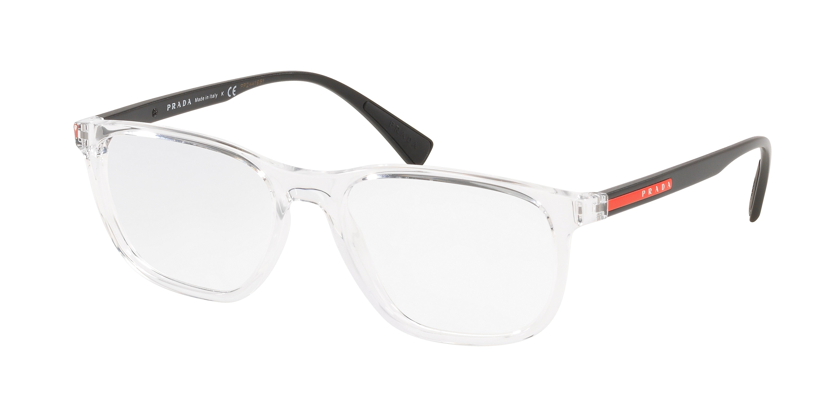 Prada Linea Rossa LIFESTYLE PS05LV Rectangle Eyeglasses  2AZ1O1-Crystal 55-145-17 - Color Map Transparent