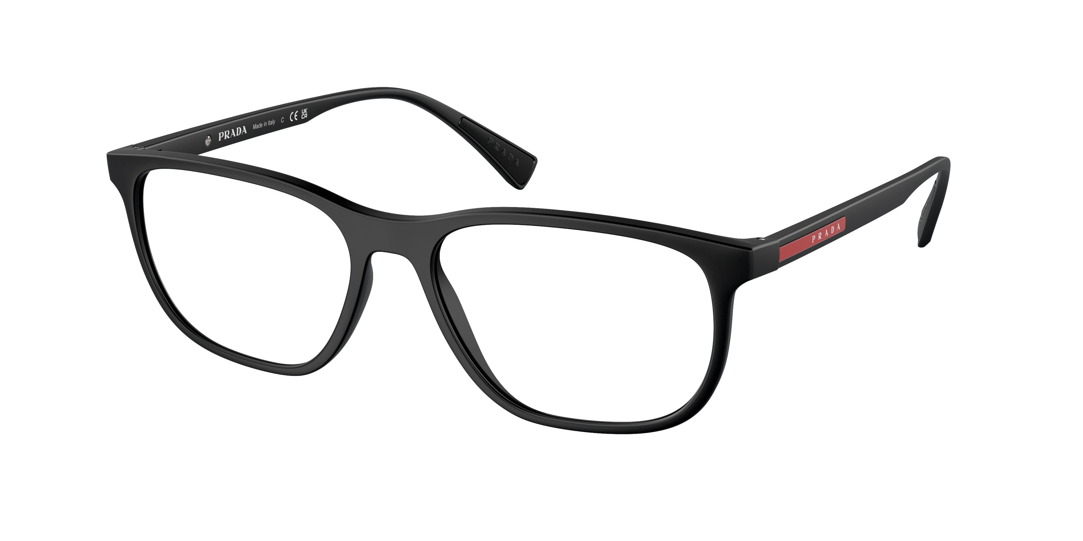 Prada Linea Rossa LIFESTYLE PS05LV Rectangle Eyeglasses  DG01O1-Rubber Black 55-145-17 - Color Map Black