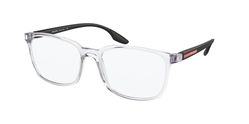 Prada Linea Rossa PS05MV Rectangle Eyeglasses  2AZ1O1-Crystal 55-145-18 - Color Map Transparent