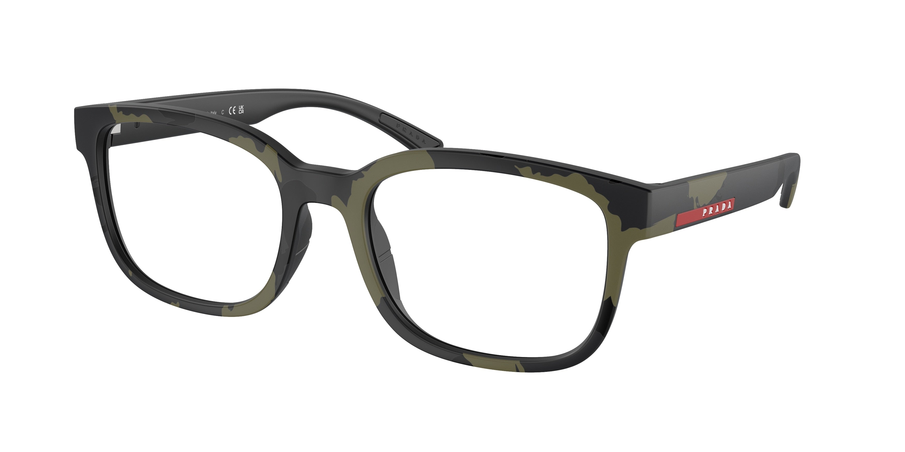 Prada Linea Rossa PS05QV Pillow Eyeglasses  14X1O1-Green Mimetic Rubbered 56-145-20 - Color Map Green