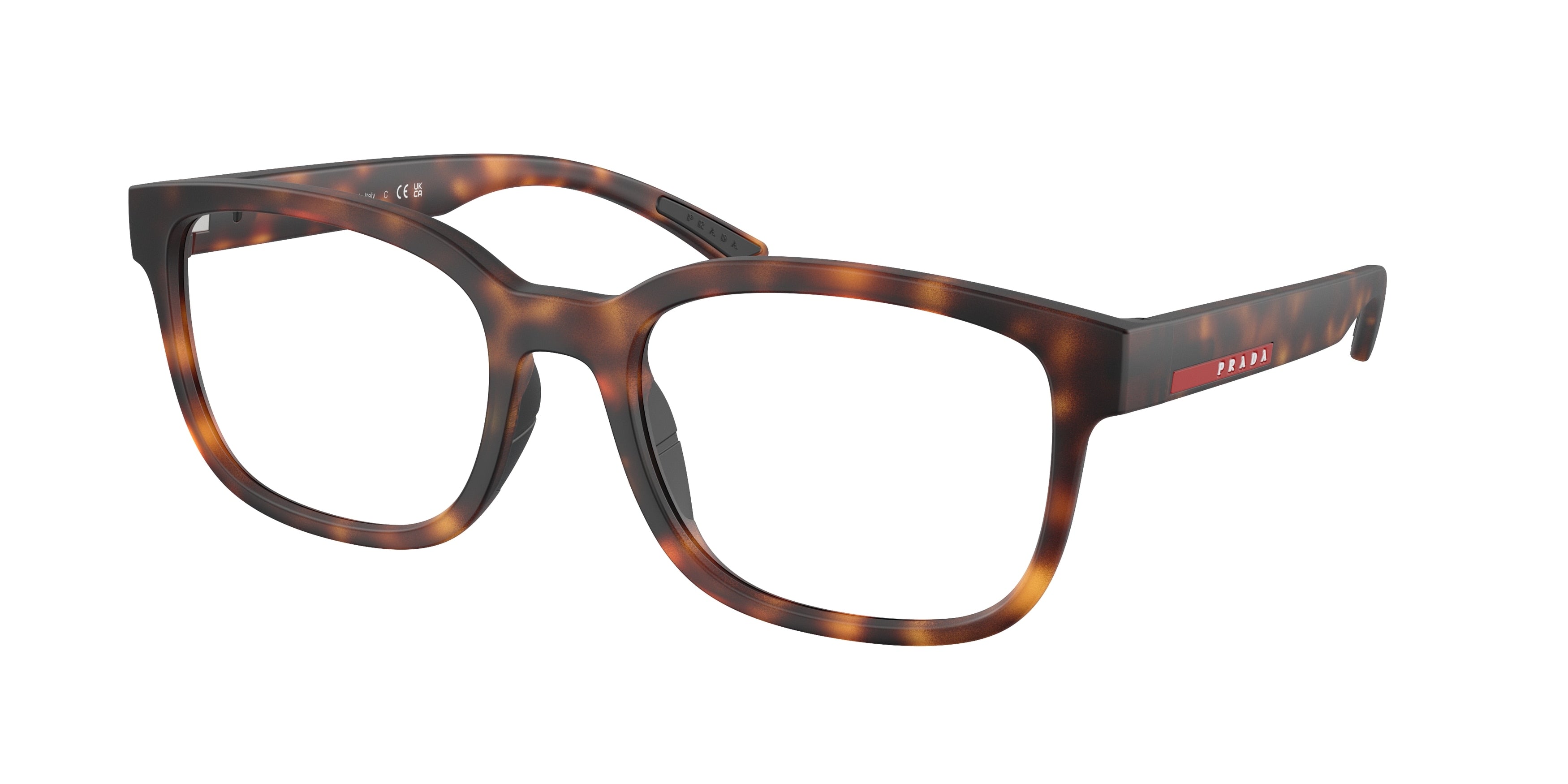 Prada Linea Rossa PS05QV Pillow Eyeglasses  17X1O1-Dark Havana Rubbered 56-145-20 - Color Map Tortoise