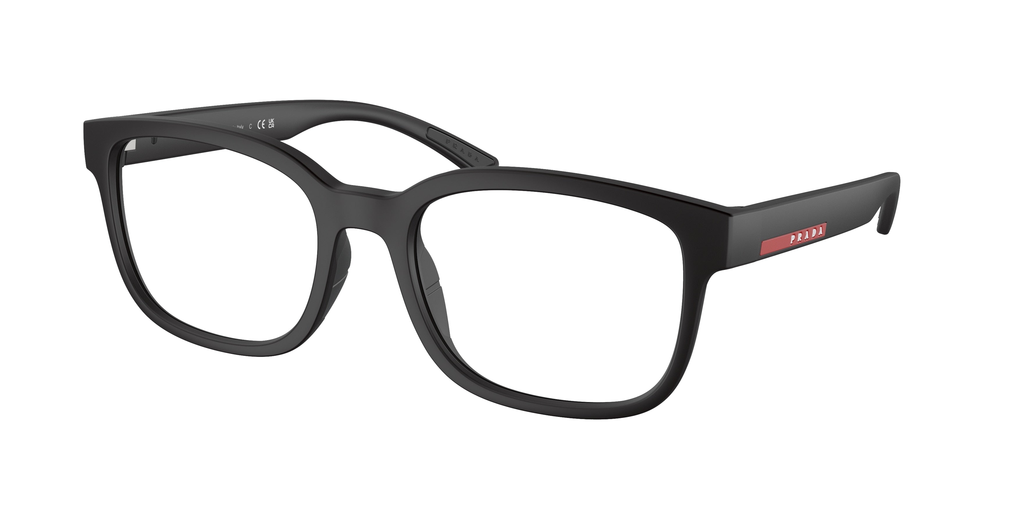 Prada Linea Rossa PS05QV Pillow Eyeglasses  DG01O1-Black Rubbered 56-145-20 - Color Map Black