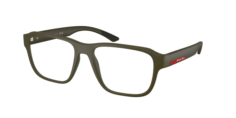 Prada Linea Rossa PS05RV Irregular Eyeglasses  15X1O1-Matte Green 54-145-17 - Color Map Green