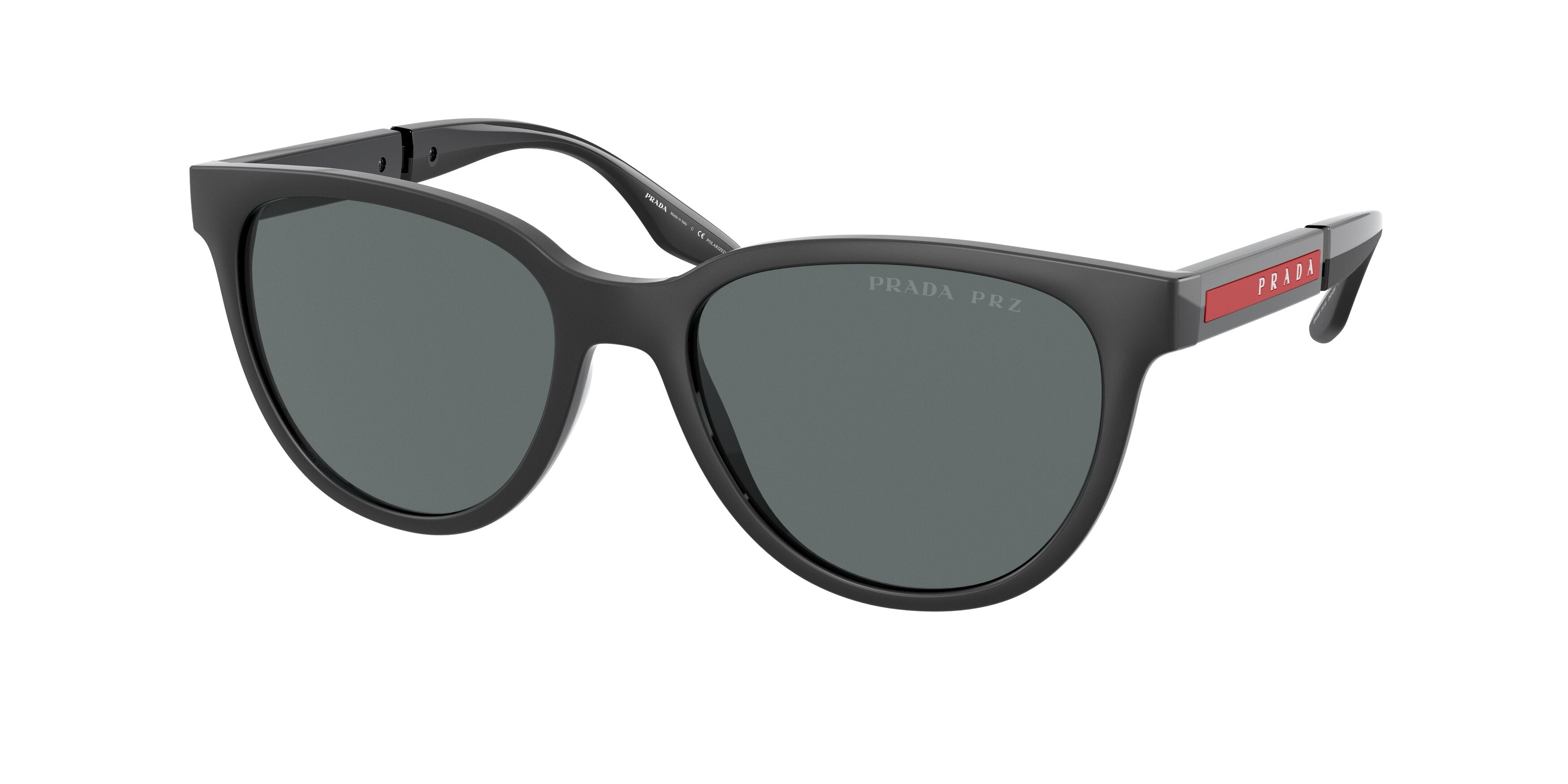 Prada Linea Rossa PS05XS Oval Sunglasses  DG002G-Black Rubber/Black 54-145-18 - Color Map Black