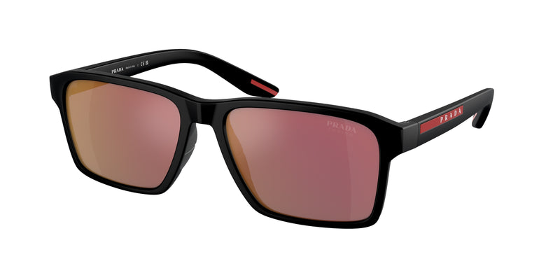 Prada Linea Rossa PS05YSF Rectangle Sunglasses  1BO10A-Matte Black 58-145-17 - Color Map Black
