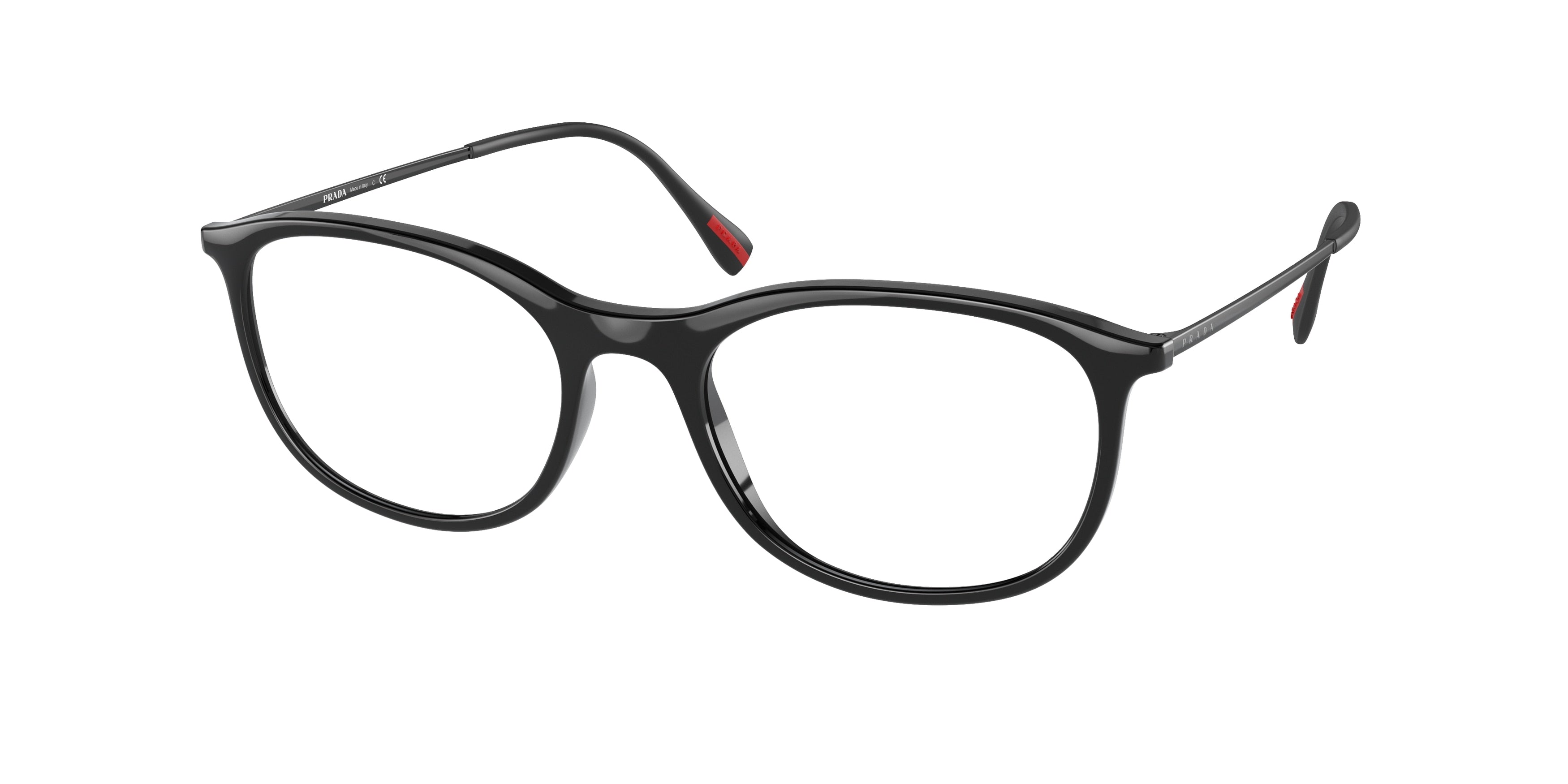 Prada Linea Rossa PS06NV Oval Eyeglasses  1AB1O1-Black 53-145-19 - Color Map Black
