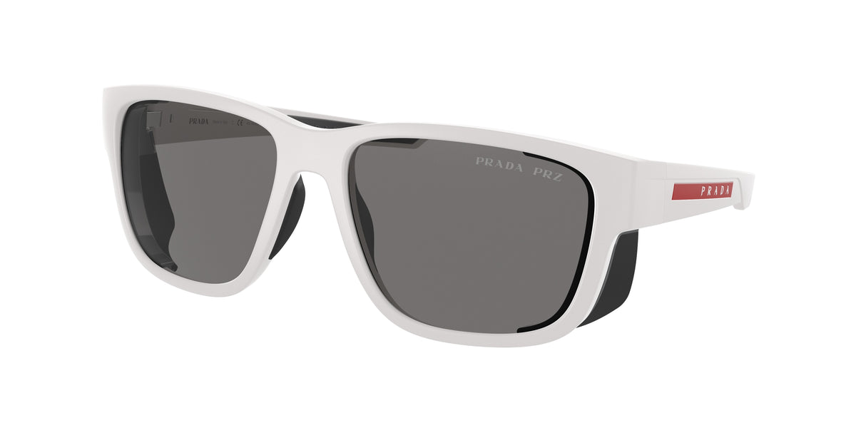 Prada Linea Rossa PS07WS Pillow Sunglasses for Men — Free Shipping - 59-130-17 / TWK02G-White Rubber - Polarized