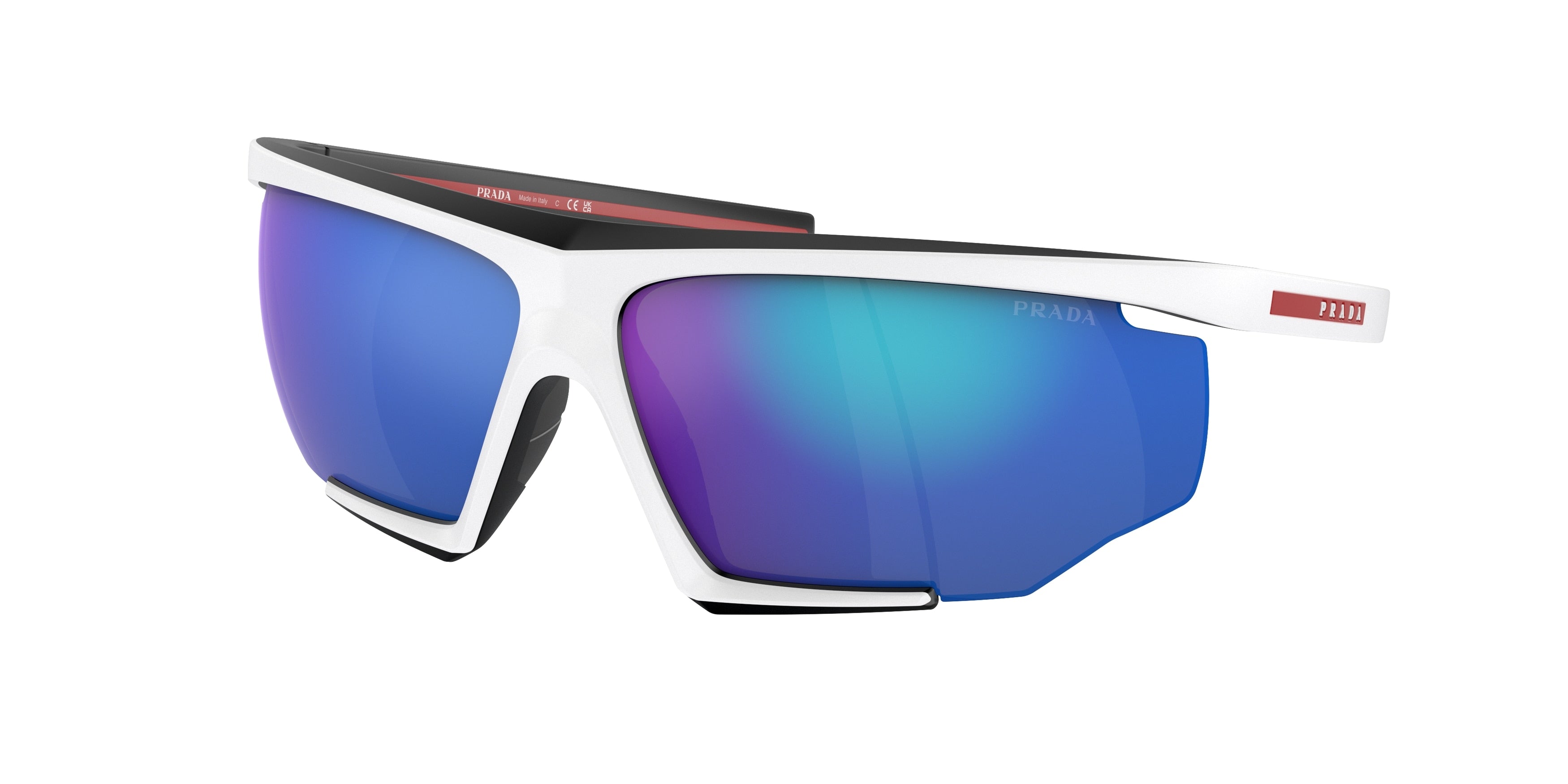 Prada Linea Rossa PS07YS Irregular Sunglasses  15K08R-White/Black Rubber 76-125-12 - Color Map White
