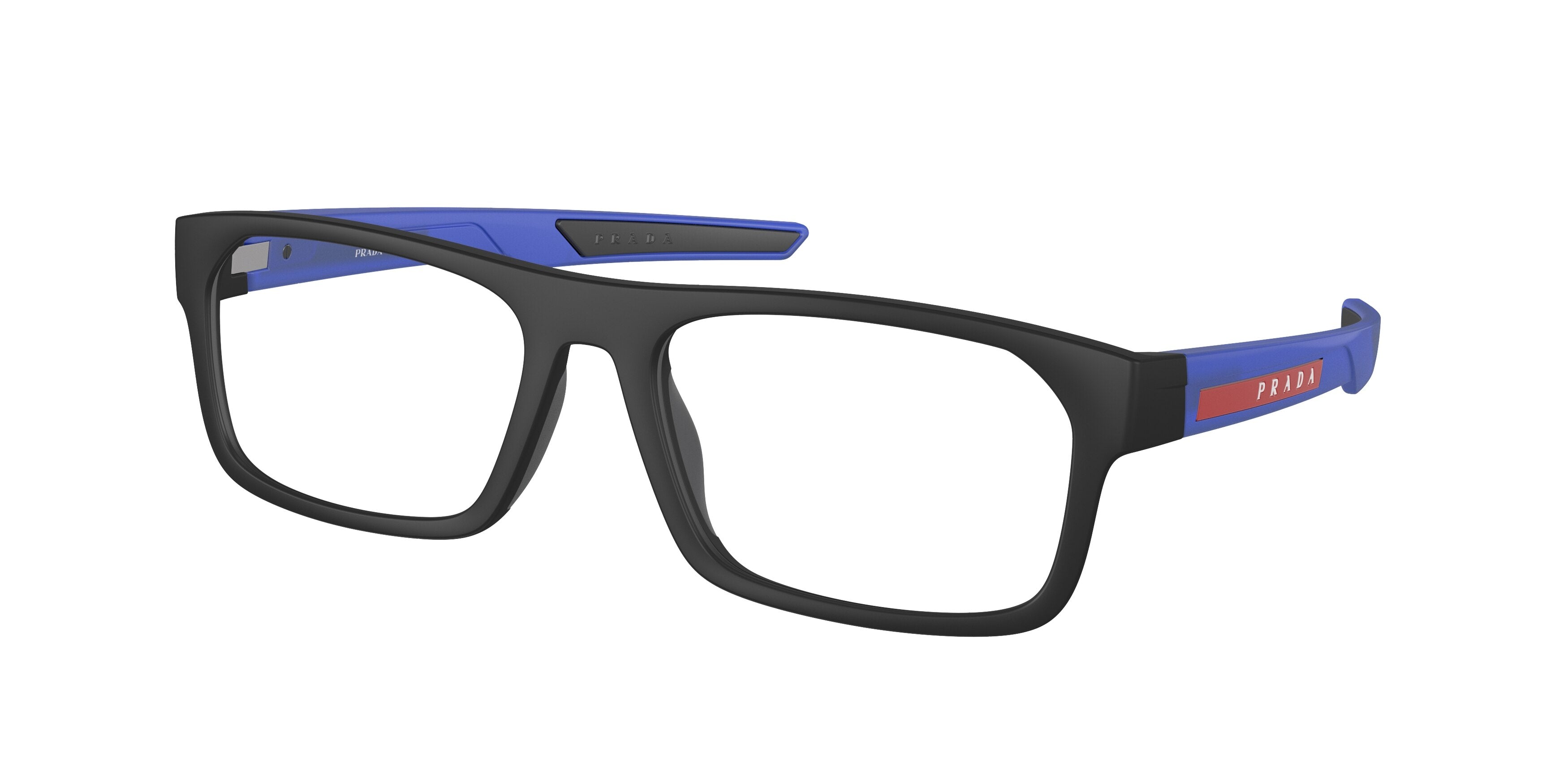 Prada Linea Rossa PS08OV Rectangle Eyeglasses  15C1O1-Transparent Blue 57-140-18 - Color Map Blue