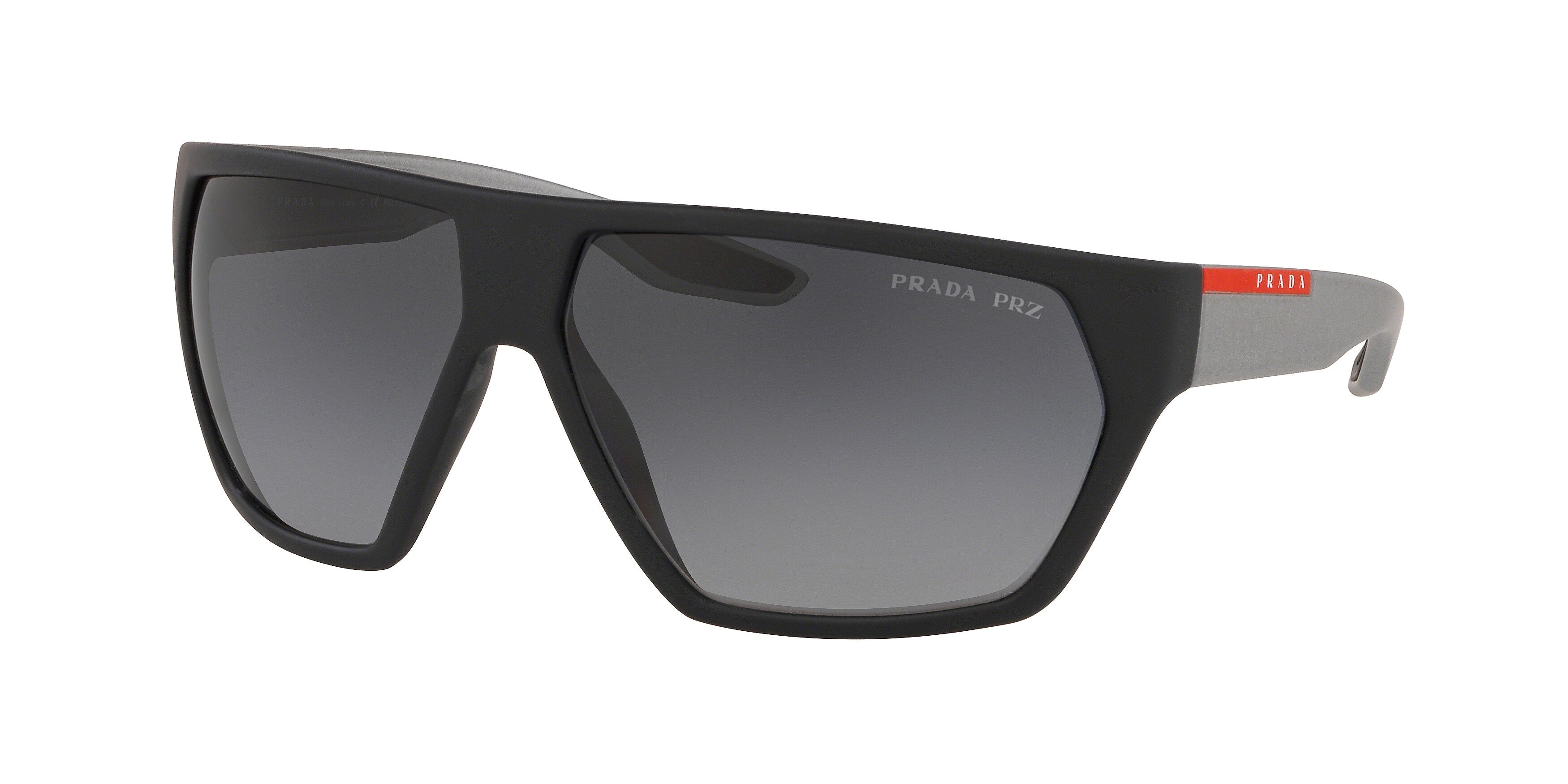 Prada Linea Rossa ACTIVE PS08US Irregular Sunglasses  4535W1-Black Rubber 67-130-12 - Color Map Black