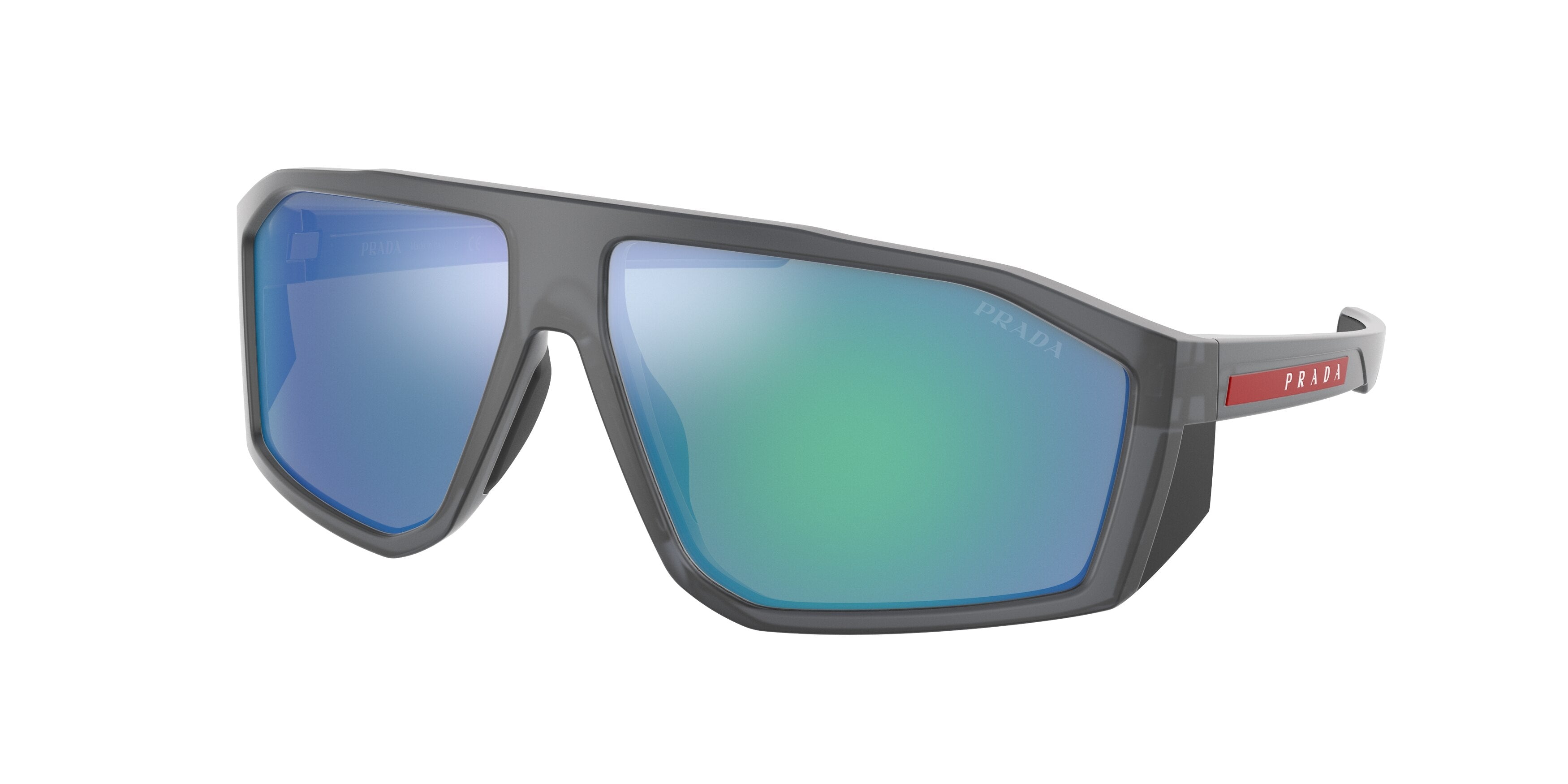 Prada Linea Rossa PS08WS Irregular Sunglasses  12C08R-Matte Grey Transparent 67-130-13 - Color Map Grey