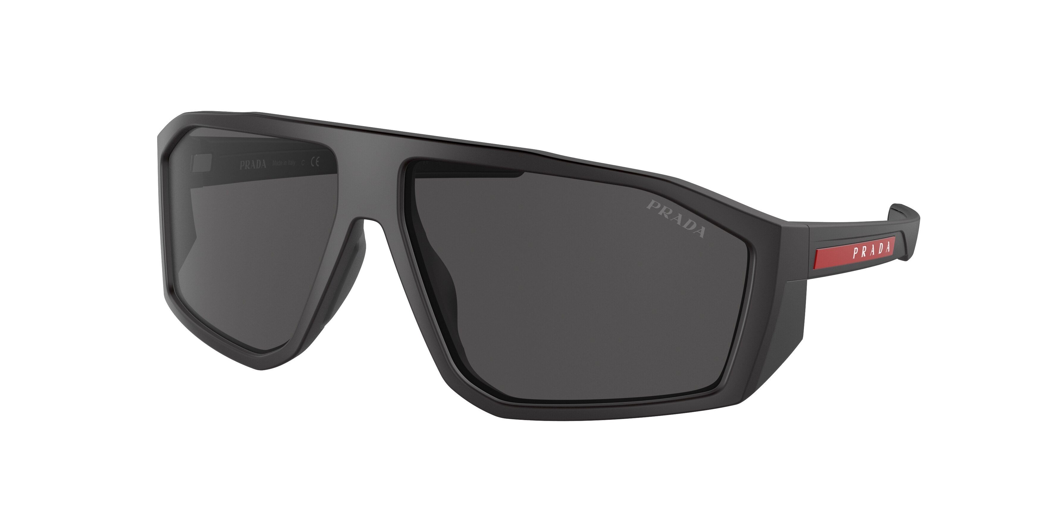 Prada Linea Rossa PS08WS Irregular Sunglasses  1BO06F-Matte Black 67-130-13 - Color Map Black