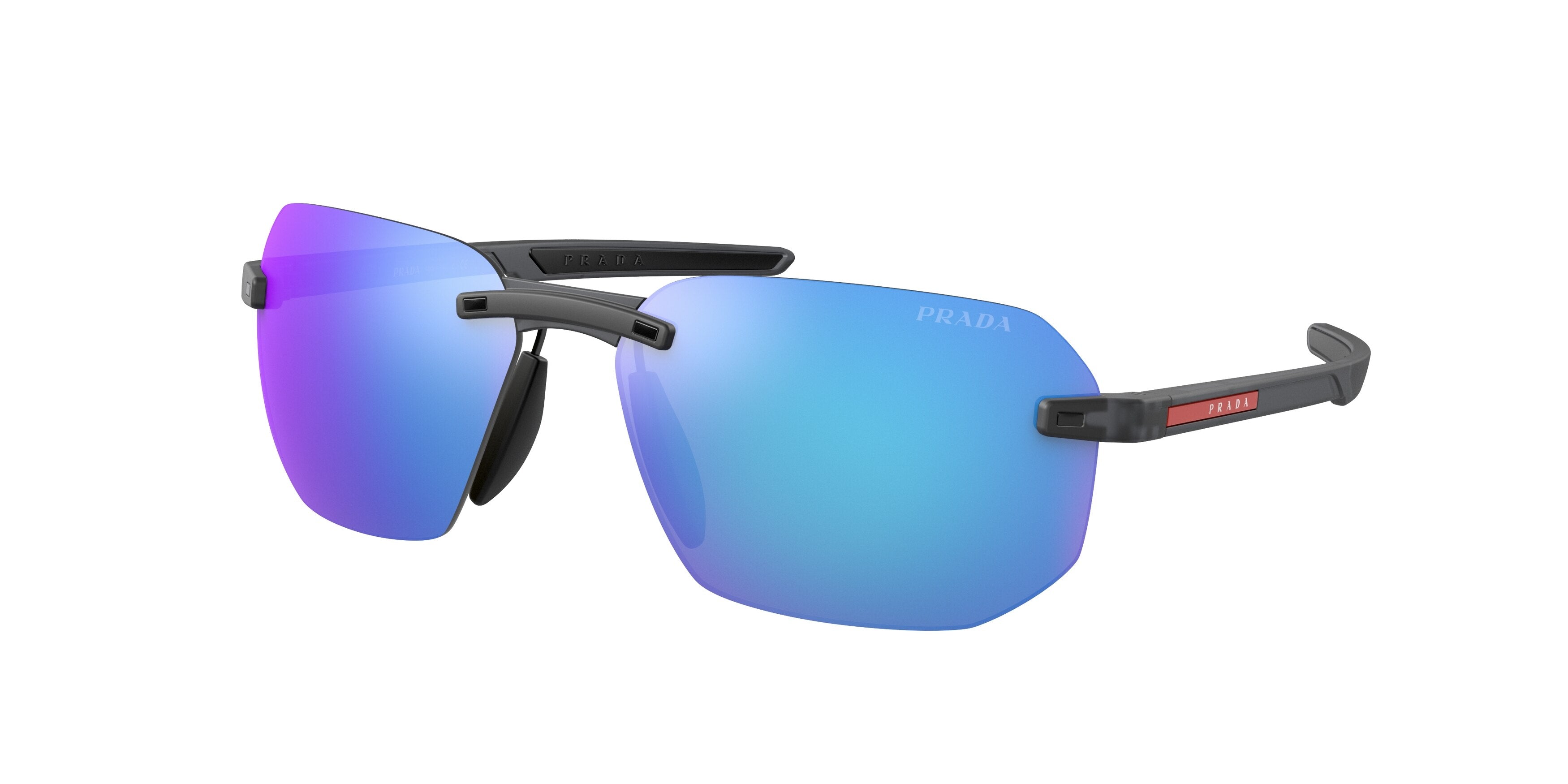 Prada Linea Rossa PS09WS Irregular Sunglasses  13C08R-Rubber Transparent Grey 62-130-14 - Color Map Grey