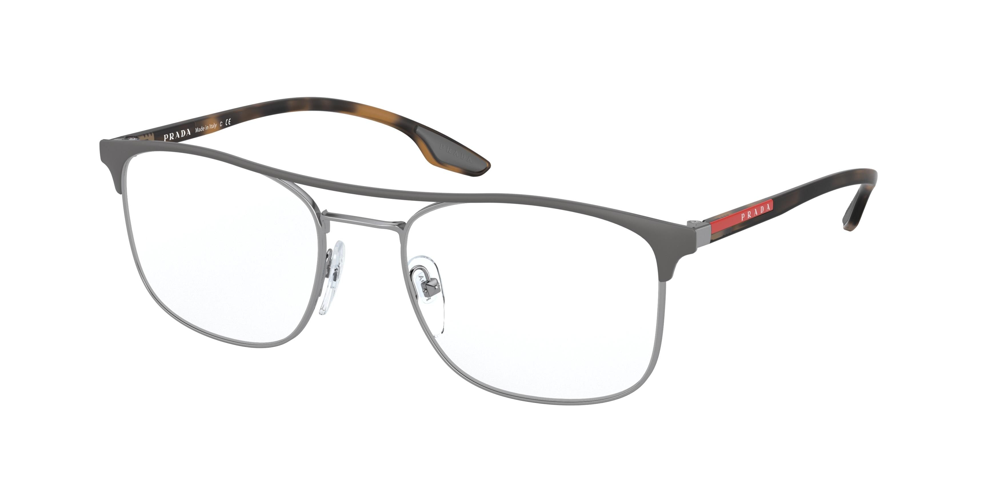 Prada Linea Rossa PS50NV Rectangle Eyeglasses  09I1O1-Matte Grey/Gunmetal 52-145-19 - Color Map Grey