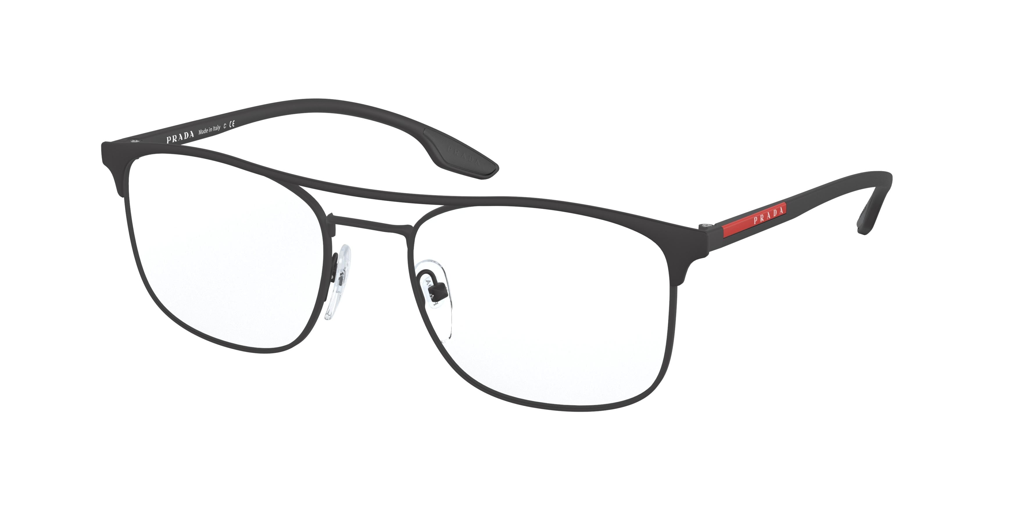Prada Linea Rossa PS50NV Rectangle Eyeglasses  4891O1-Matte Black 54-145-19 - Color Map Black