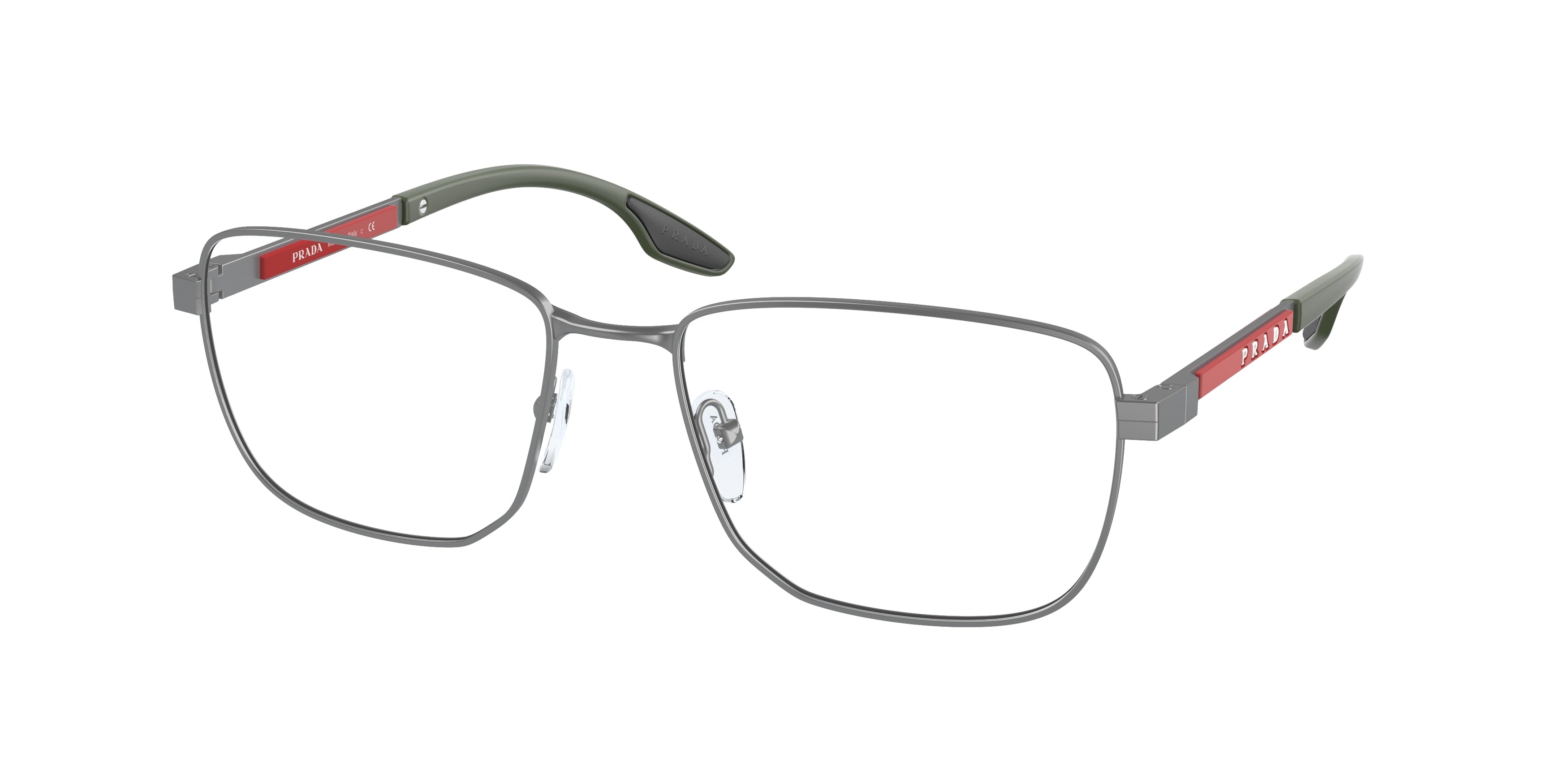Prada Linea Rossa PS50OV Pillow Eyeglasses  7CQ1O1-Matte Gunmetal 57-140-18 - Color Map Grey
