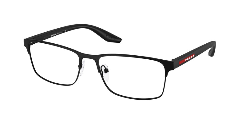Prada Linea Rossa PS50PV Rectangle Eyeglasses  1BO1O1-Matte Black 55-145-17 - Color Map Black