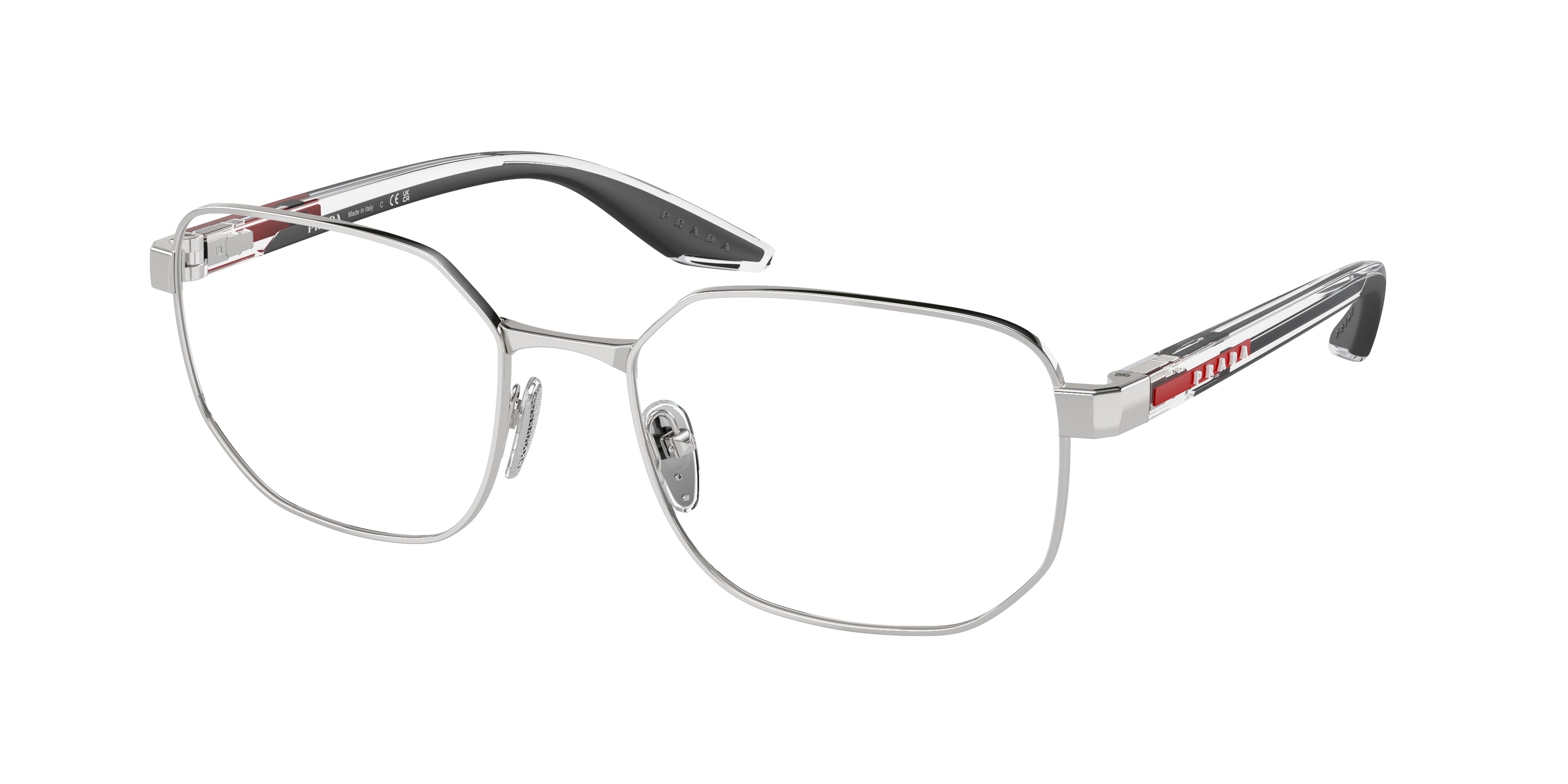 Prada Linea Rossa PS50QV Irregular Eyeglasses  1BC1O1-Silver 57-145-19 - Color Map Silver