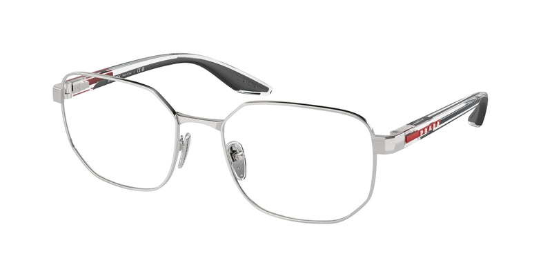 Prada Linea Rossa PS50QV Irregular Eyeglasses  1BC1O1-Silver 57-145-19 - Color Map Silver