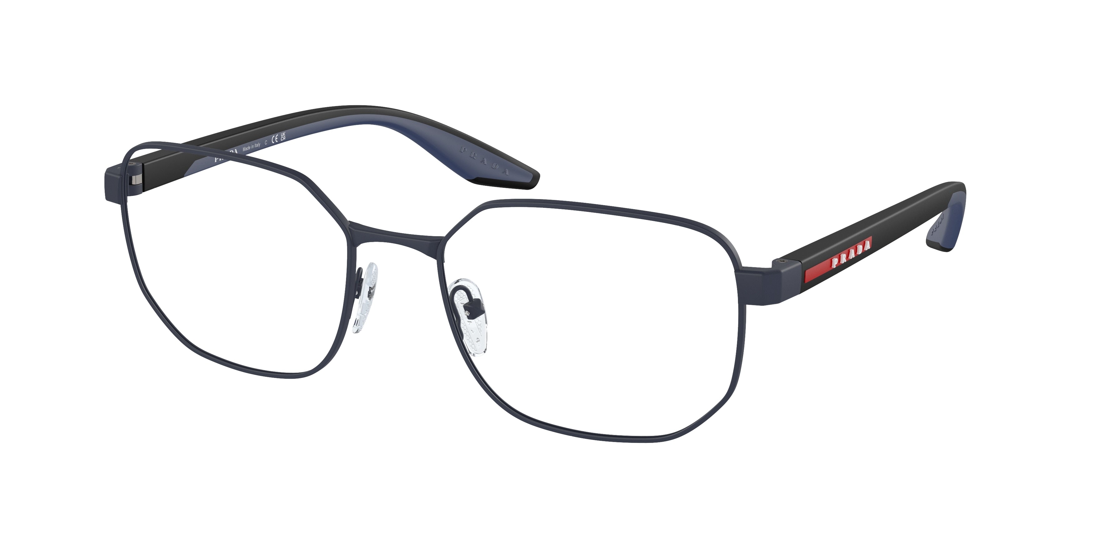 Prada Linea Rossa PS50QV Irregular Eyeglasses  TFY1O1-Blue Rubber 57-145-19 - Color Map Blue