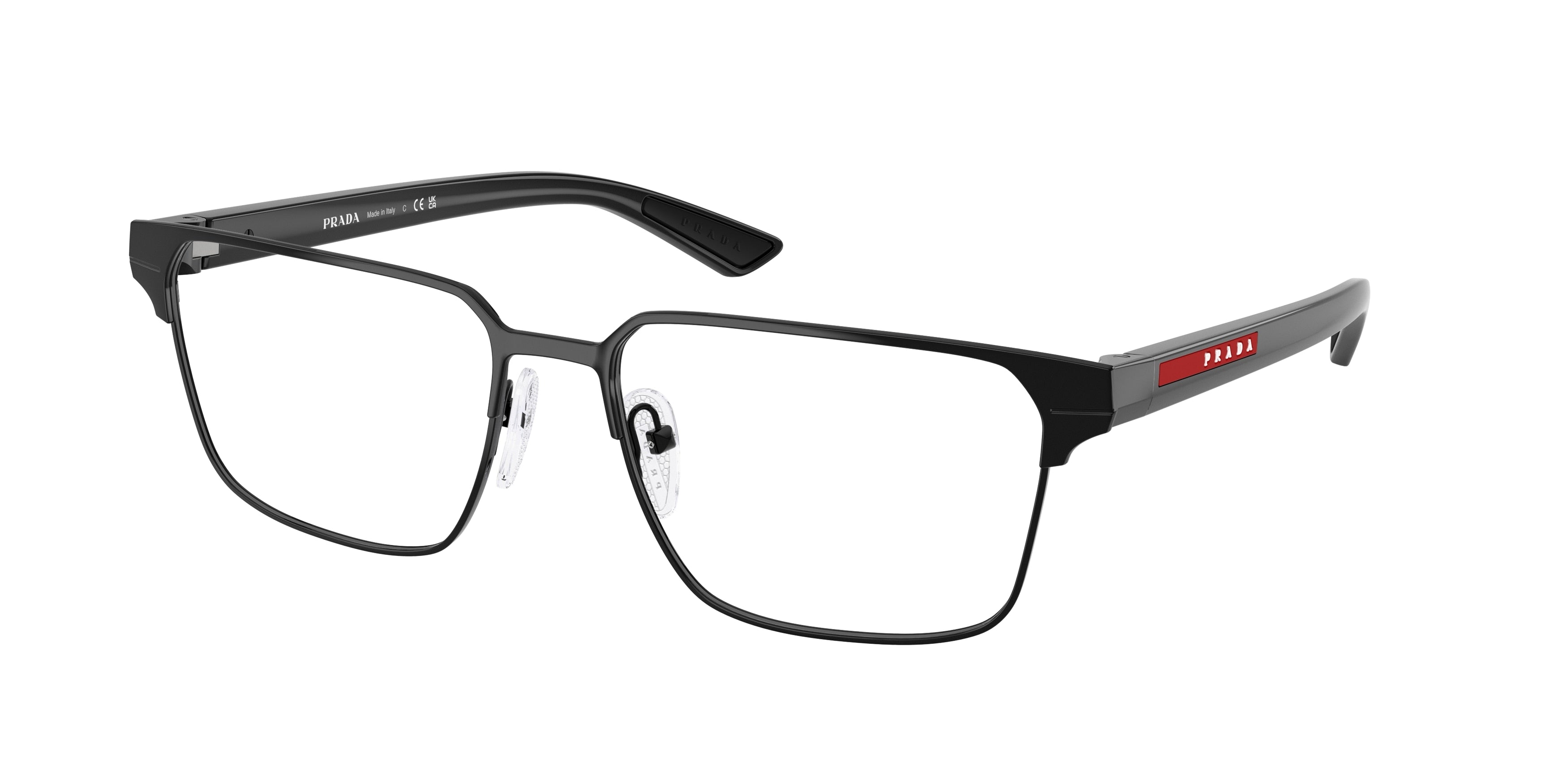 Prada Linea Rossa PS50TV Square Eyeglasses  1AB1O1-Black 57-145-17 - Color Map Black