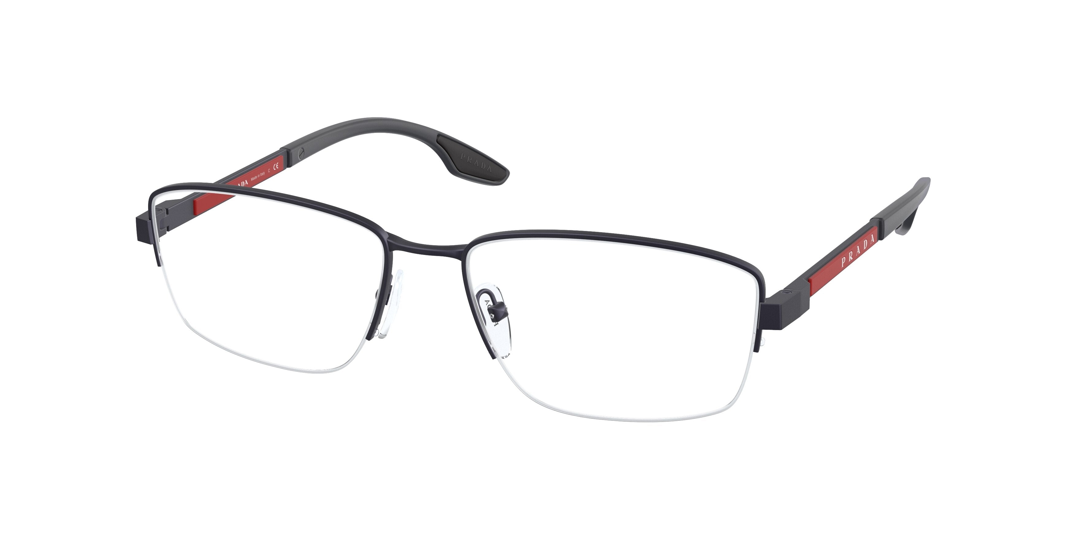 Prada Linea Rossa PS51OV Pillow Eyeglasses  UR71O1-Blue Rubber 56-140-17 - Color Map Blue
