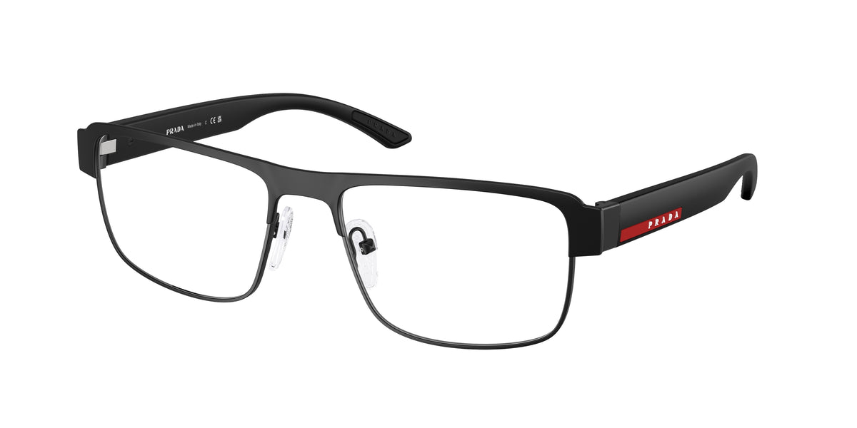 Prada Linea Rossa PS51RV Rectangle Eyeglasses  07F1O1-Matte Black 56-145-18 - Color Map Black