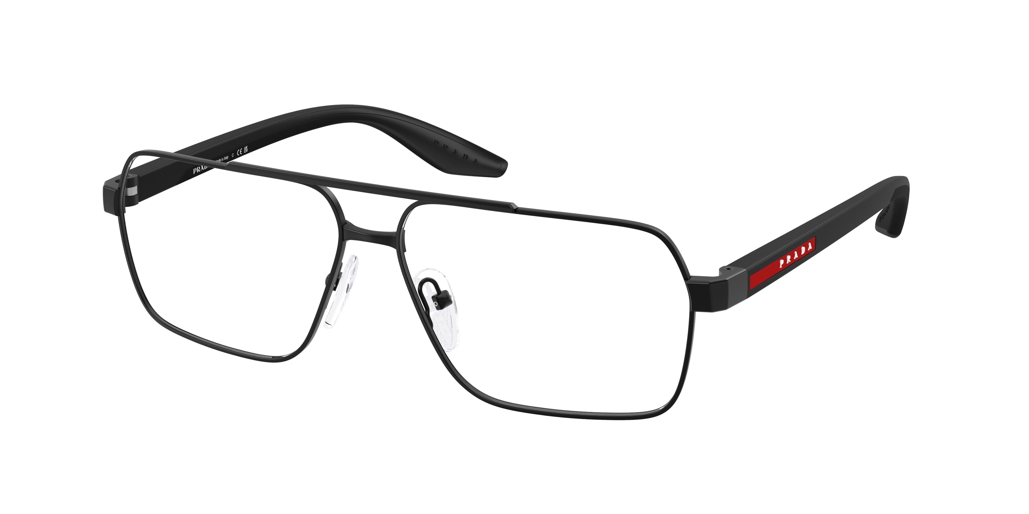 Prada Linea Rossa PS51TV Rectangle Eyeglasses  1BO1O1-Matte Black 59-145-13 - Color Map Black