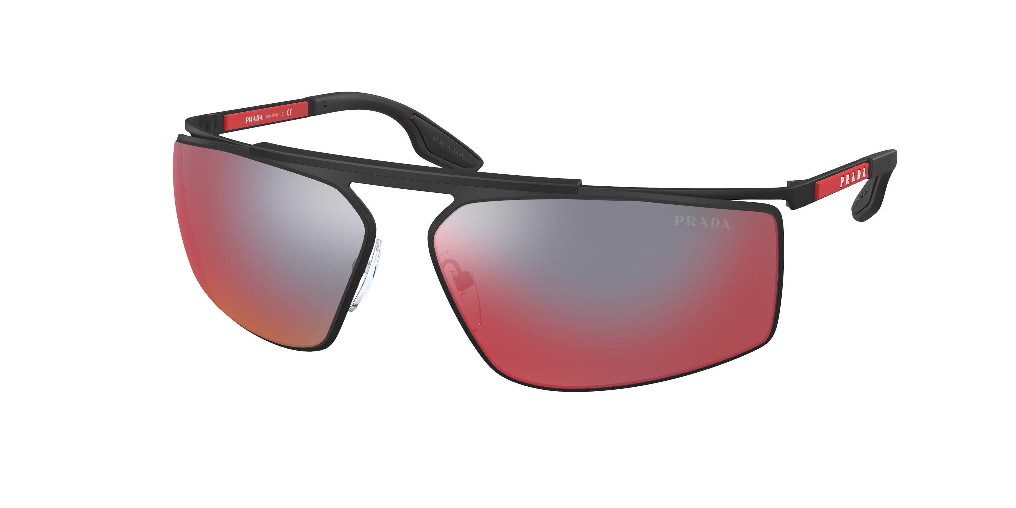 Prada Linea Rossa PS51WS Irregular Sunglasses  DG008F-Black Rubber 68-120-14 - Color Map Black