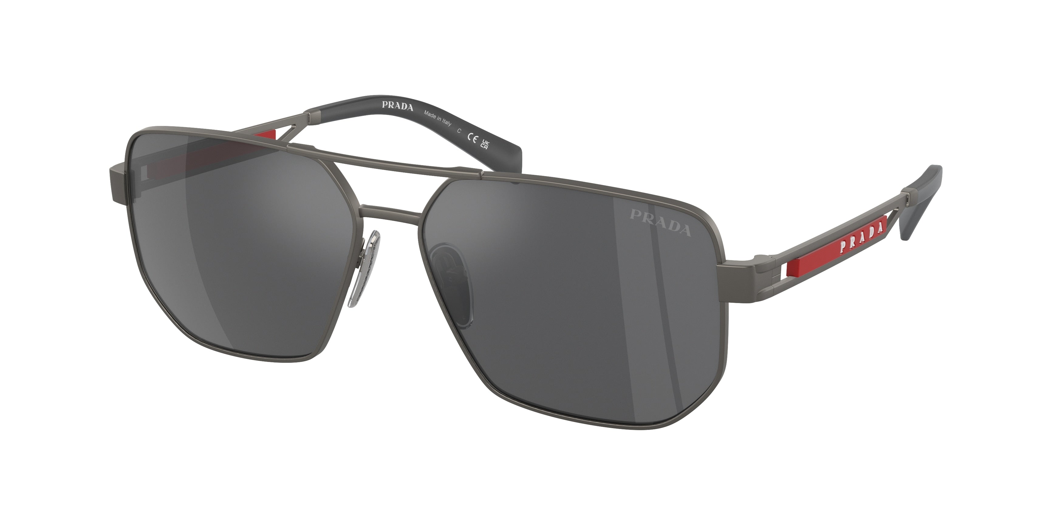 Prada Linea Rossa PS51ZS Pilot Sunglasses  19K60A-Matte Gunmetal 59-145-14 - Color Map Grey