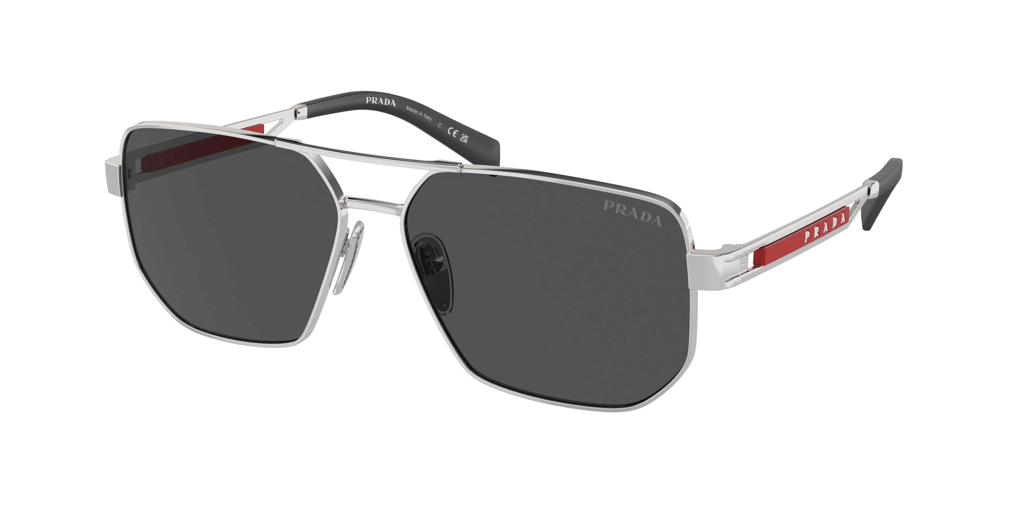 Prada Linea Rossa PS51ZS Pilot Sunglasses  1BC06F-Silver 59-145-14 - Color Map Silver