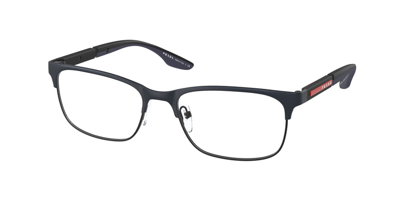 Prada Linea Rossa PS52NV Pillow Eyeglasses  07P1O1-Blue Rubber/Black Rubber 55-145-18 - Color Map Blue