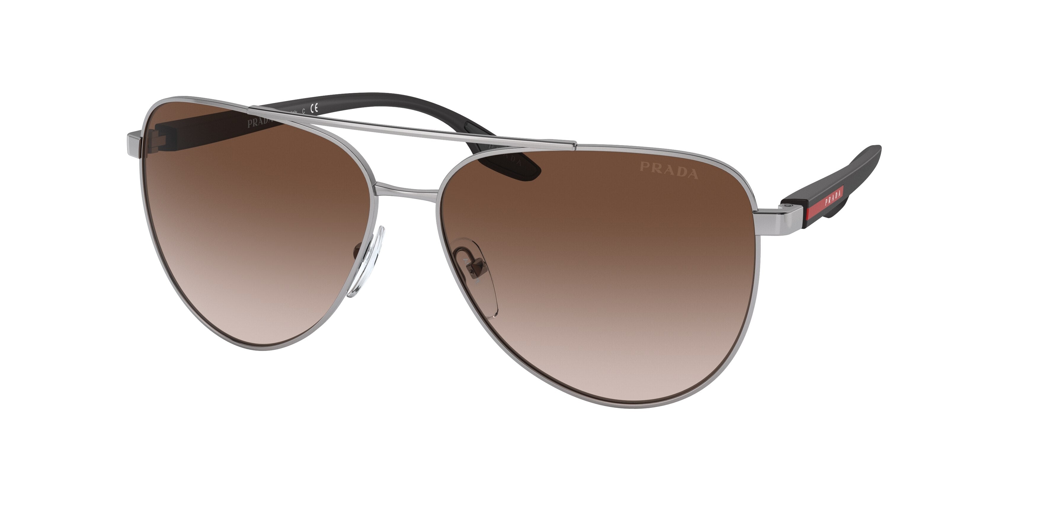 Prada Linea Rossa PS52WS Pilot Sunglasses  5AV02P-Gunmetal 61-145-14 - Color Map Grey