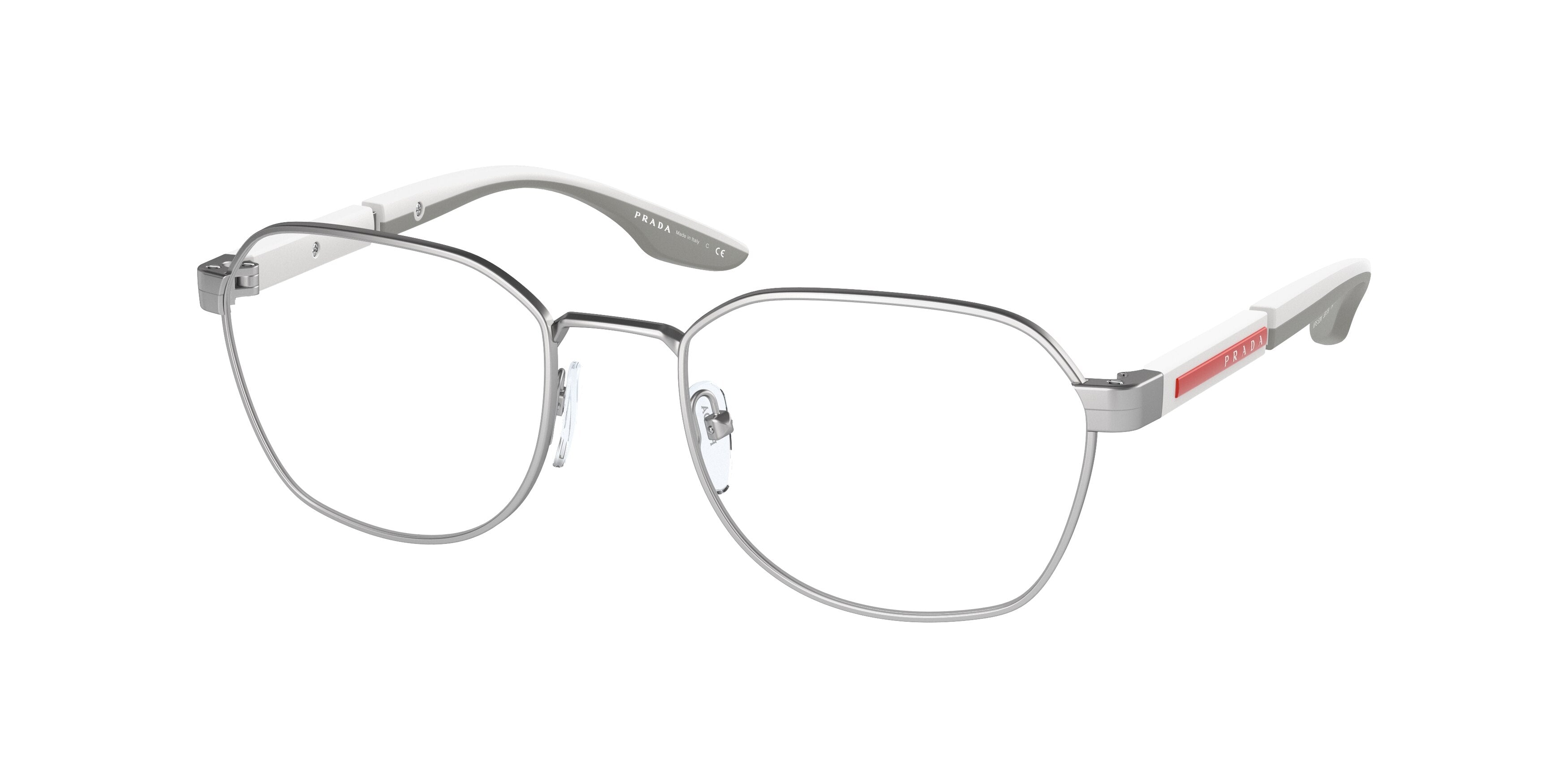Prada Linea Rossa PS53NV Irregular Eyeglasses  1AP1O1-Matte Silver 51-145-19 - Color Map Silver