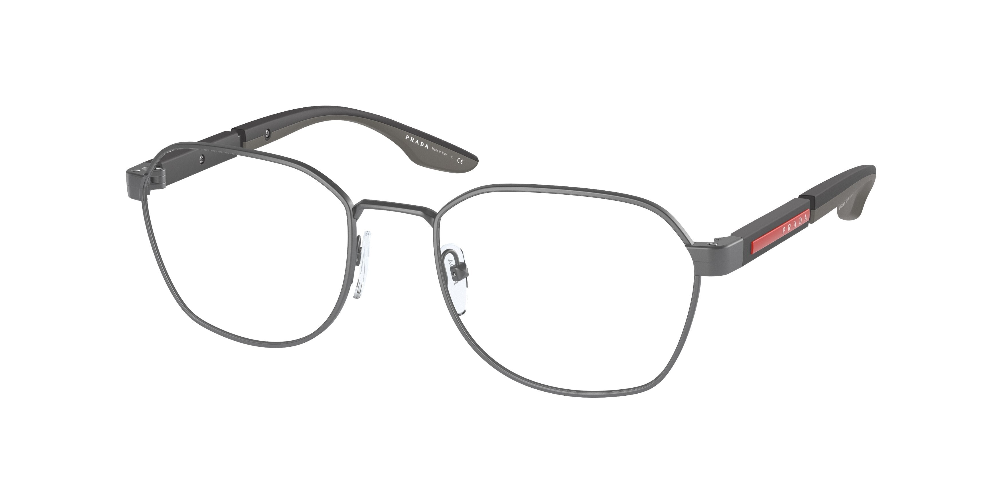 Prada Linea Rossa PS53NV Irregular Eyeglasses  7CQ1O1-Matte Gunmetal 53-145-19 - Color Map Grey