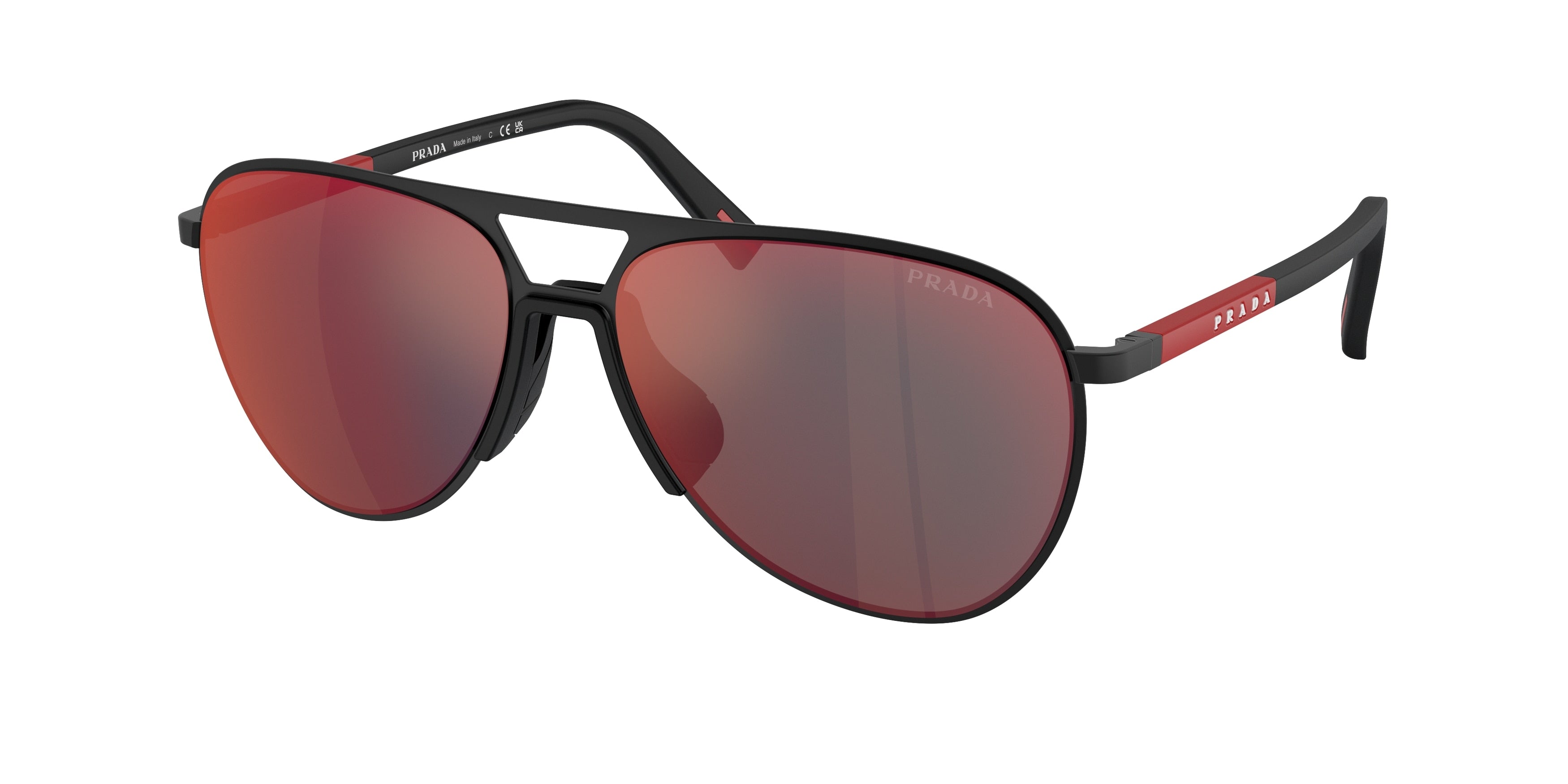 Prada Linea Rossa PS53ZS Pilot Sunglasses  DG008F-Rubbered Black 59-145-15 - Color Map Black