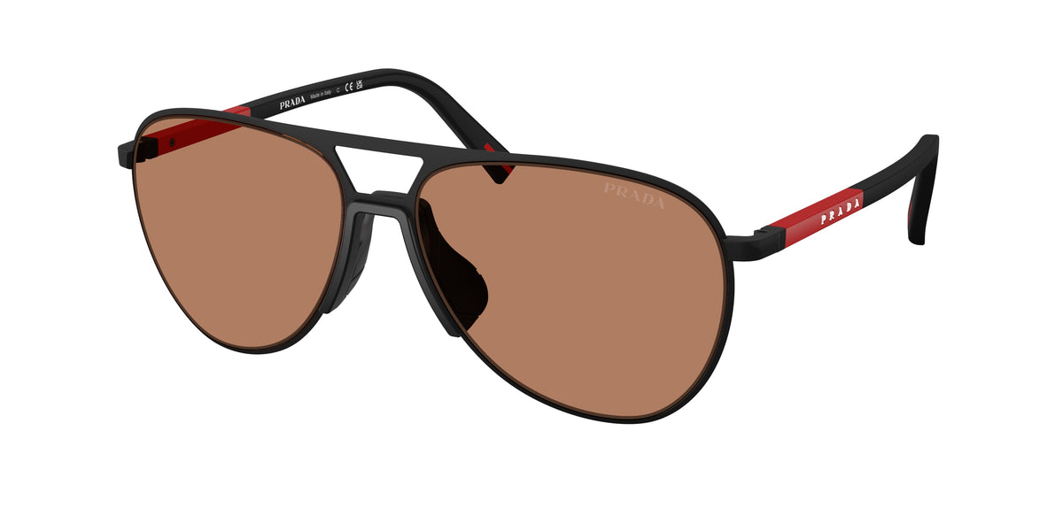 Prada Linea Rossa PS53ZS Pilot Sunglasses for Men — Free Shipping - 59-145-15 / DG020D-Black Rubbered