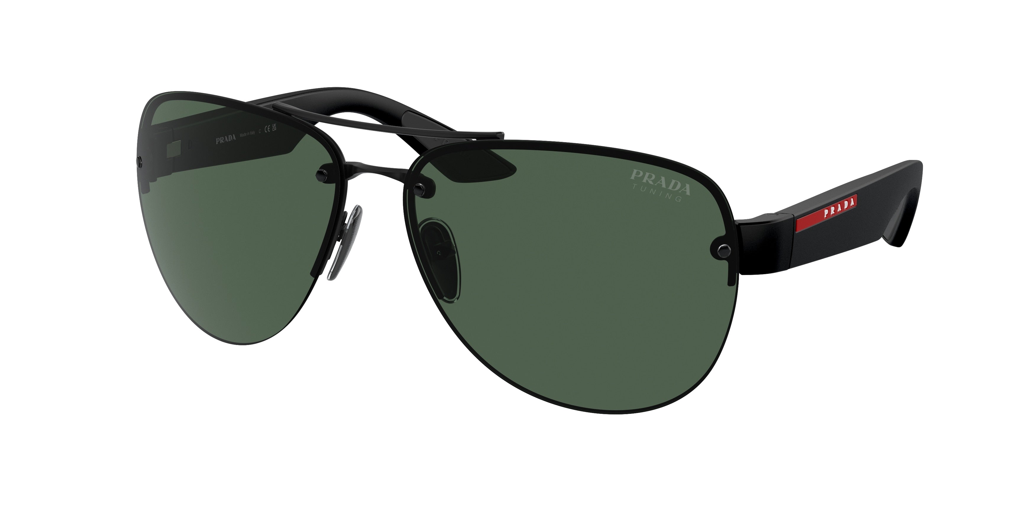Prada Linea Rossa PS55YS Pilot Sunglasses  1BO06U-Matte Black 64-135-14 - Color Map Black