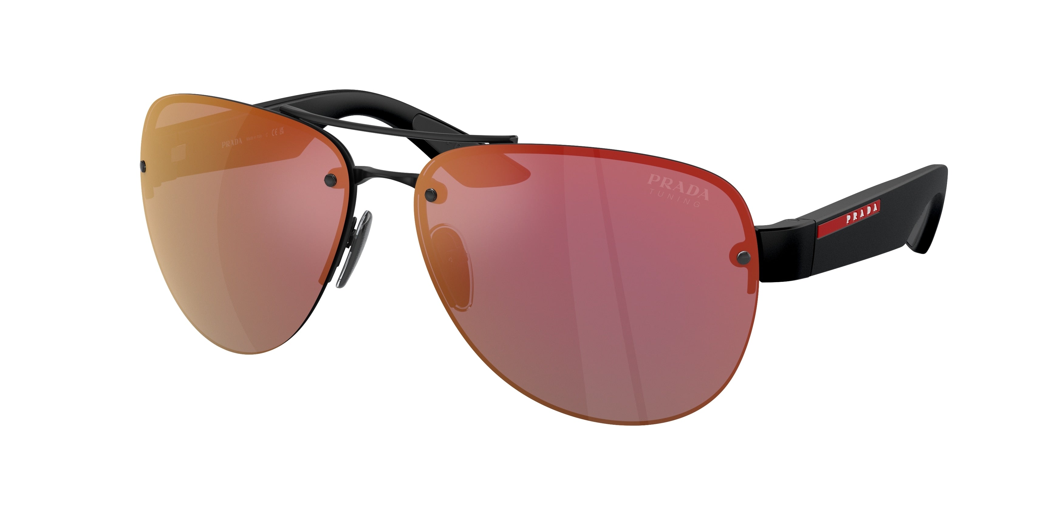 Prada Linea Rossa PS55YS Pilot Sunglasses  1BO10A-Matte Black 64-135-14 - Color Map Black