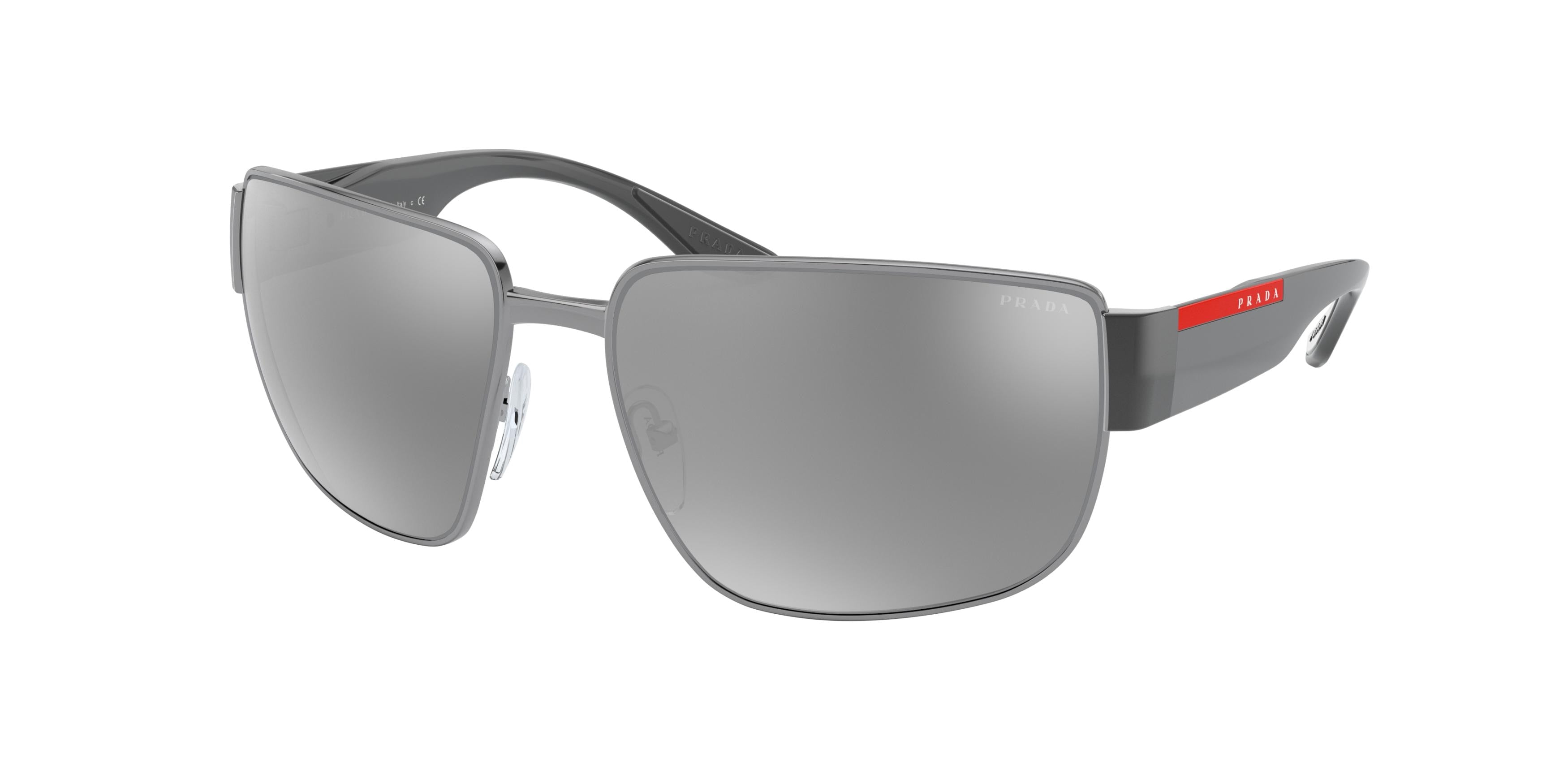 Prada Linea Rossa PS56VS Rectangle Sunglasses  5AV09F-Gunmetal 62-130-16 - Color Map Grey