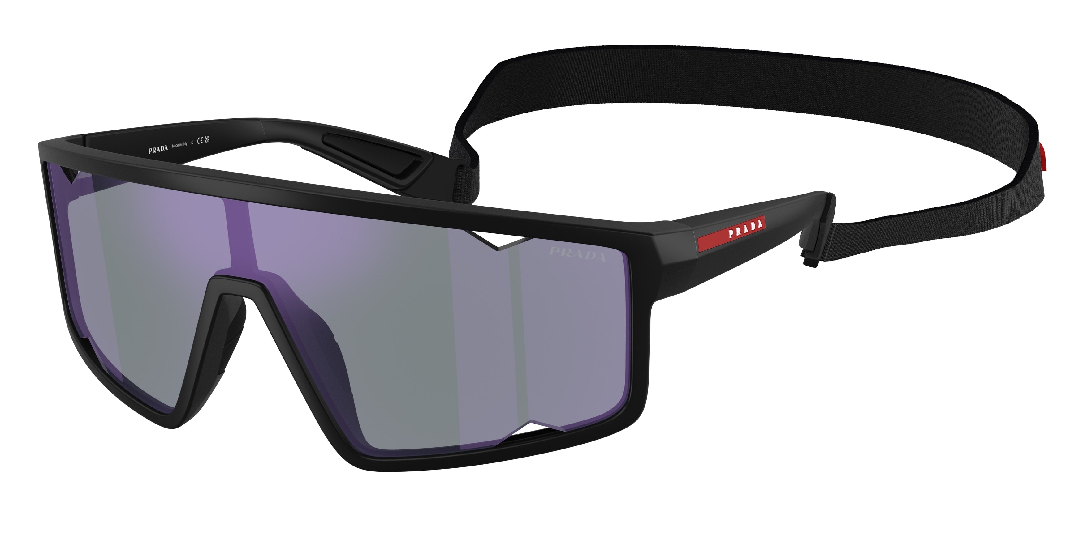Prada Linea Rossa PSA03S Rectangle Sunglasses  1BO10J-Matte Black 0-125-141 - Color Map Black