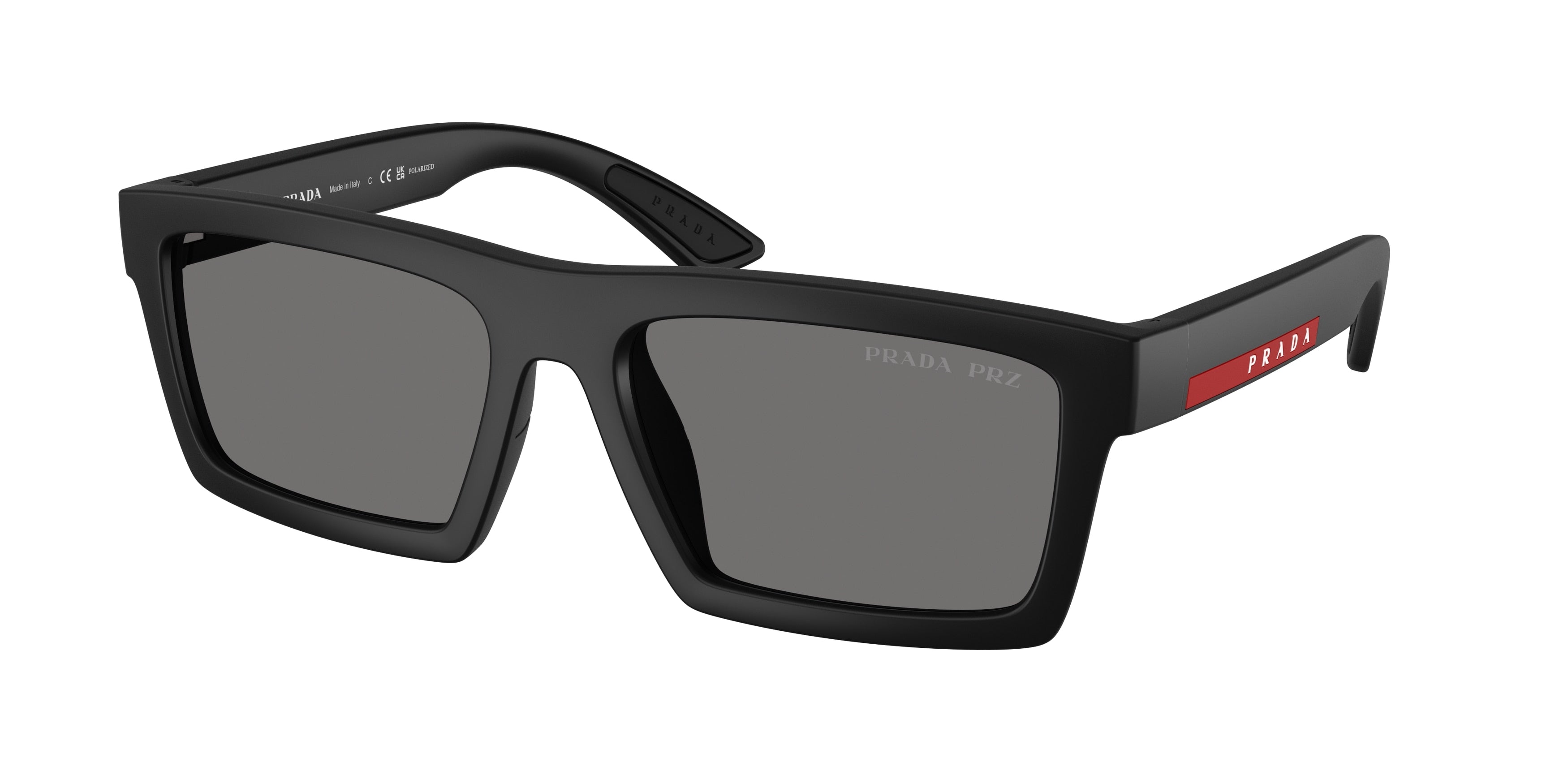 Prada Linea Rossa PSA07S Rectangle Sunglasses  1BO02G-Matte Black 58-145-18 - Color Map Black