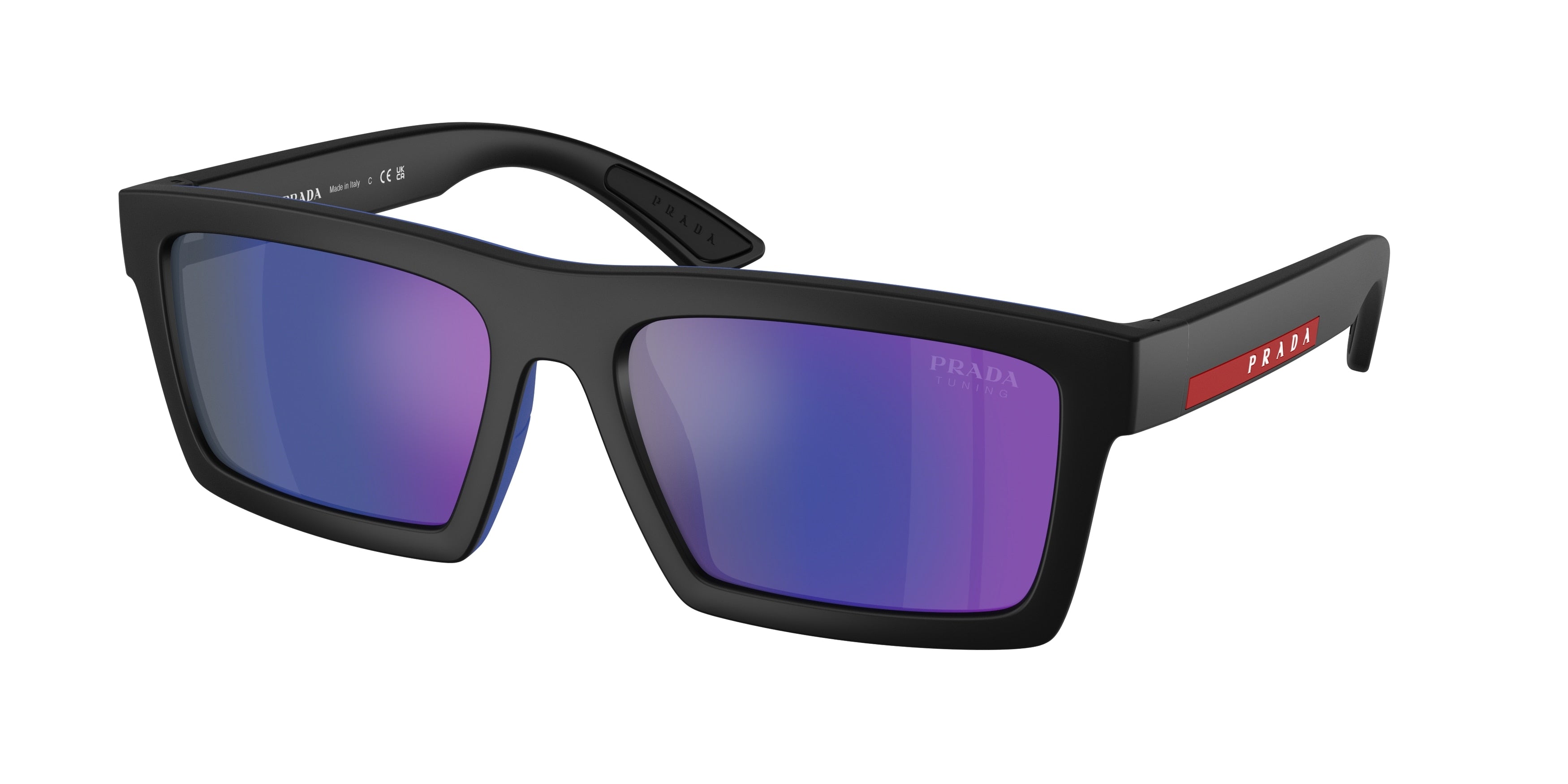 Prada Linea Rossa PSA07S Rectangle Sunglasses  1BO05U-Matte Black 58-145-18 - Color Map Black