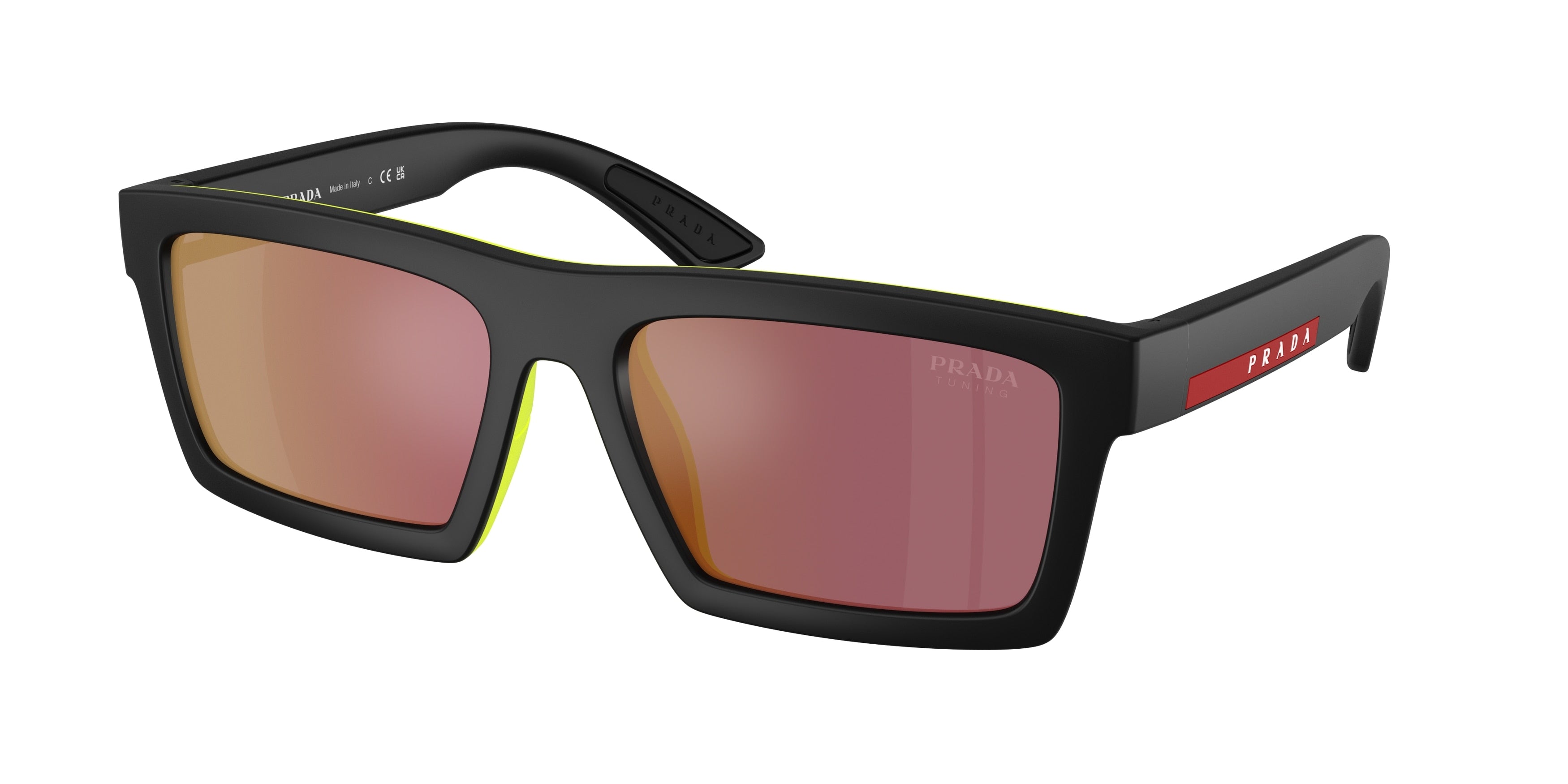 Prada Linea Rossa PSA07S Rectangle Sunglasses  1BO10A-Matte Black 58-145-18 - Color Map Black