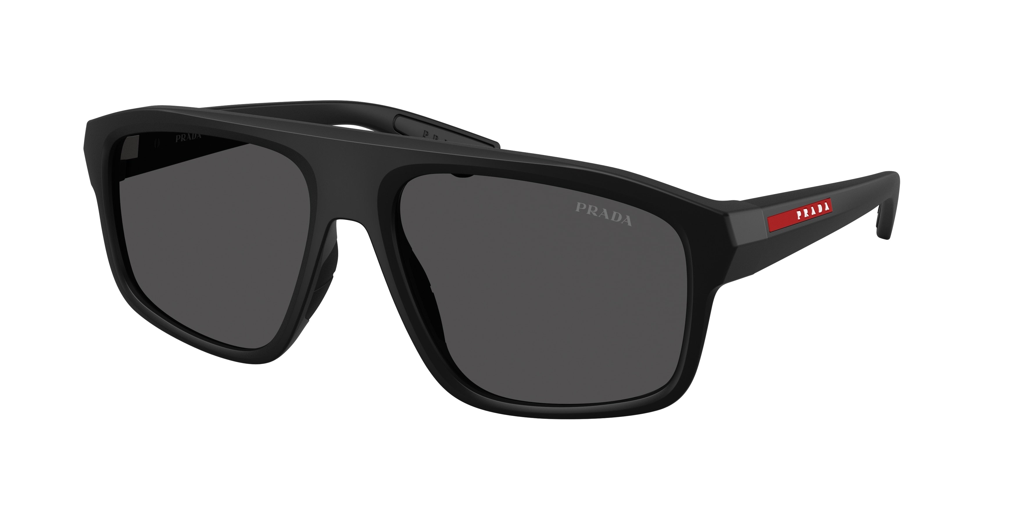 Prada Linea Rossa PSB02SF Irregular Sunglasses for Men — Free Shipping - 59-145-17 / 1BO06F-Matte Black