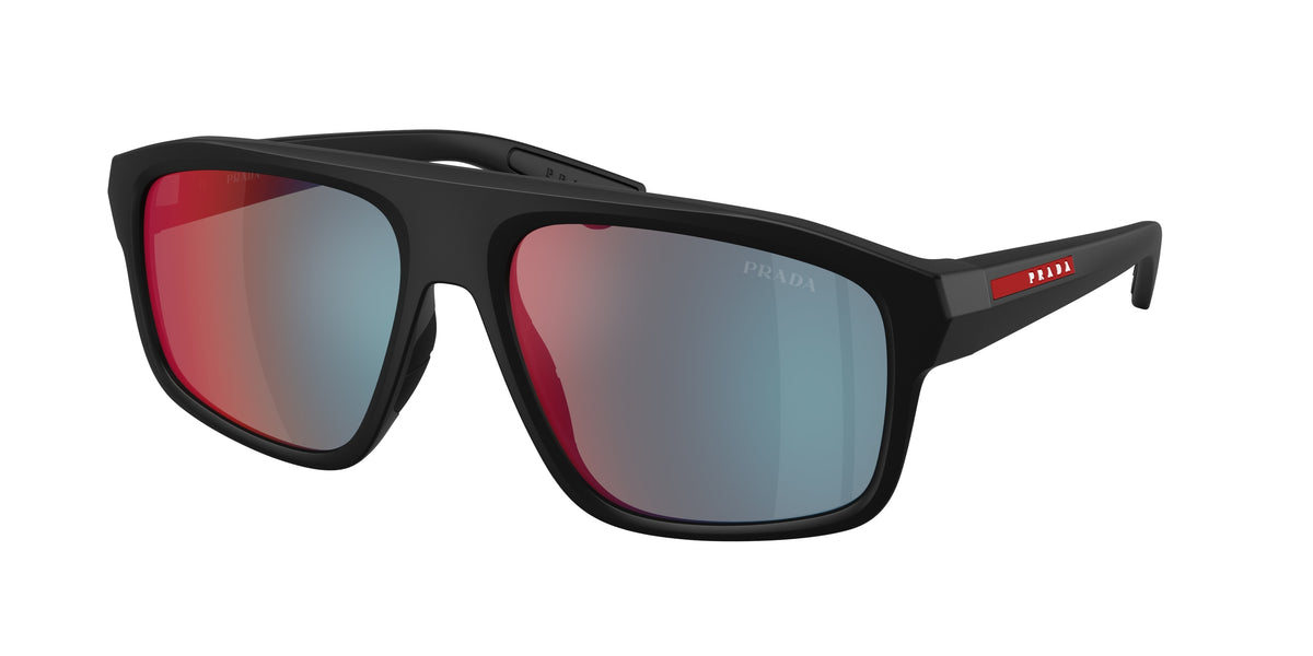 Prada Linea Rossa PSB02SF Irregular Sunglasses for Men — Free Shipping - 59-145-17 / 1BO08F-Matte Black
