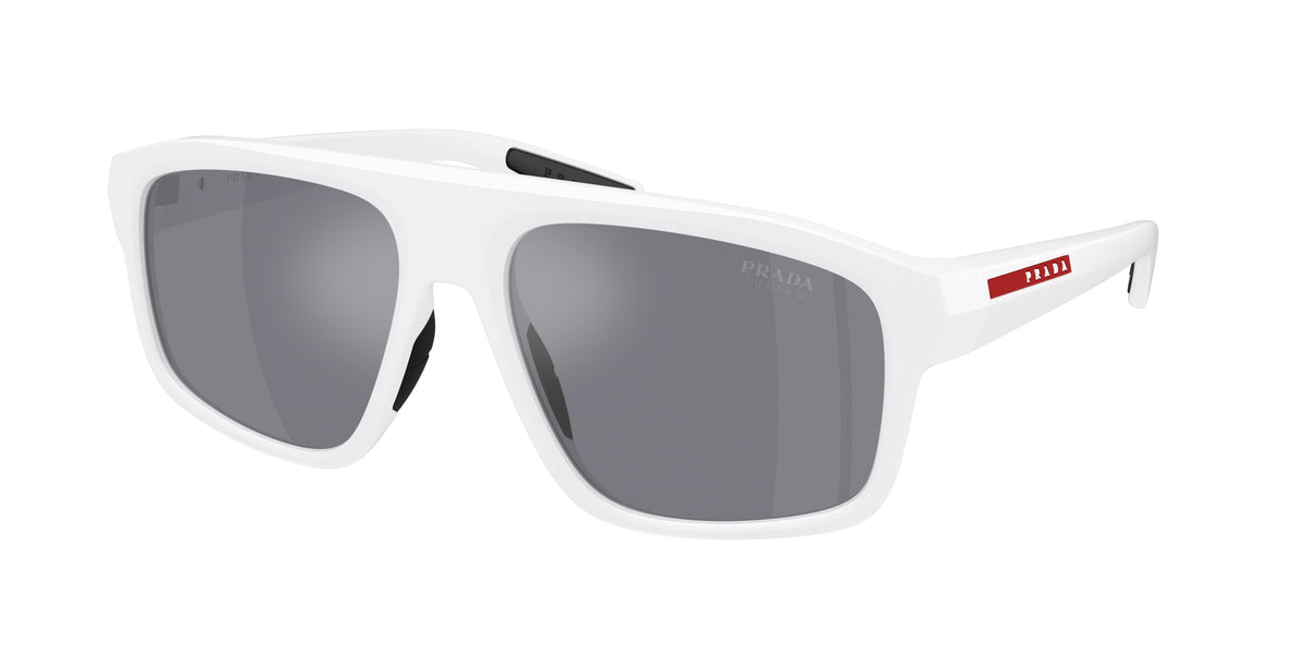 Prada Linea Rossa PSB02SF Irregular Sunglasses for Men — Free Shipping - 59-145-17 / AAI40A-Matte White