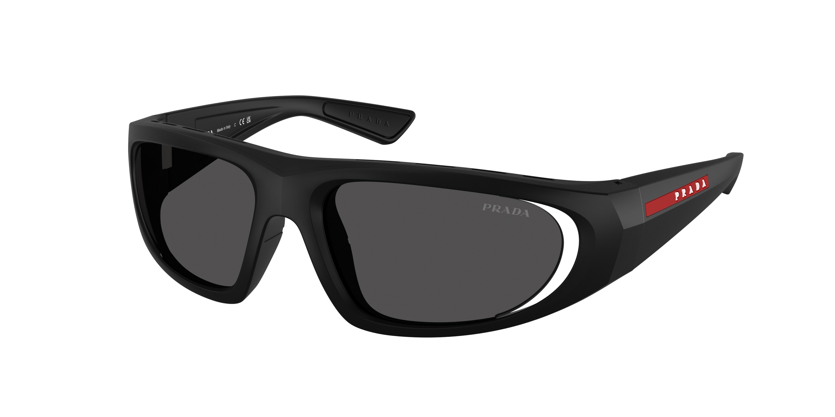 Prada Linea Rossa PSB03S Irregular Sunglasses  1BO06F-Matte Black 58-125-16 - Color Map Black