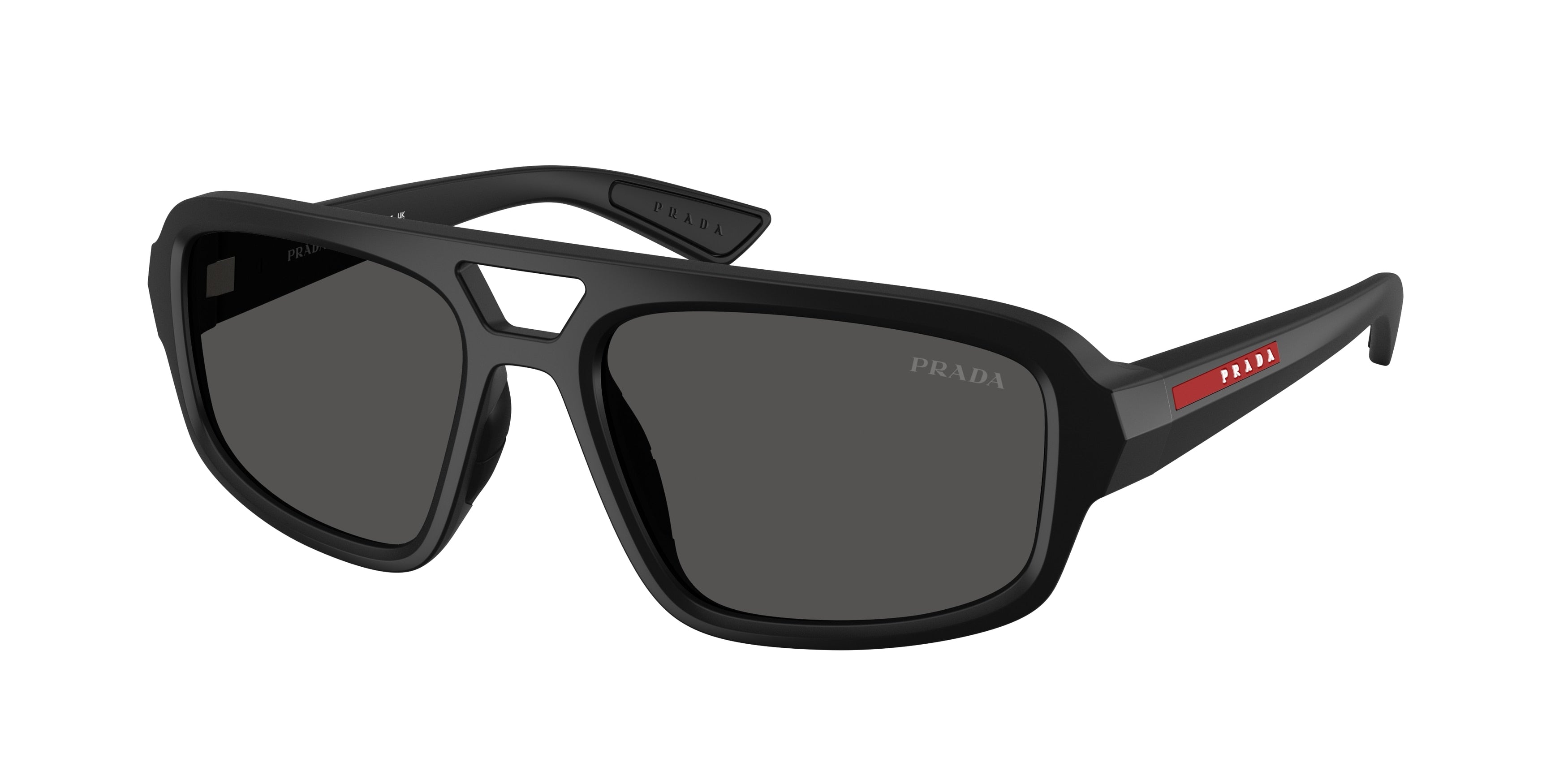 Prada Linea Rossa PSB11SU Irregular Sunglasses  1BO08Z-Matte Black 57-145-18 - Color Map Black